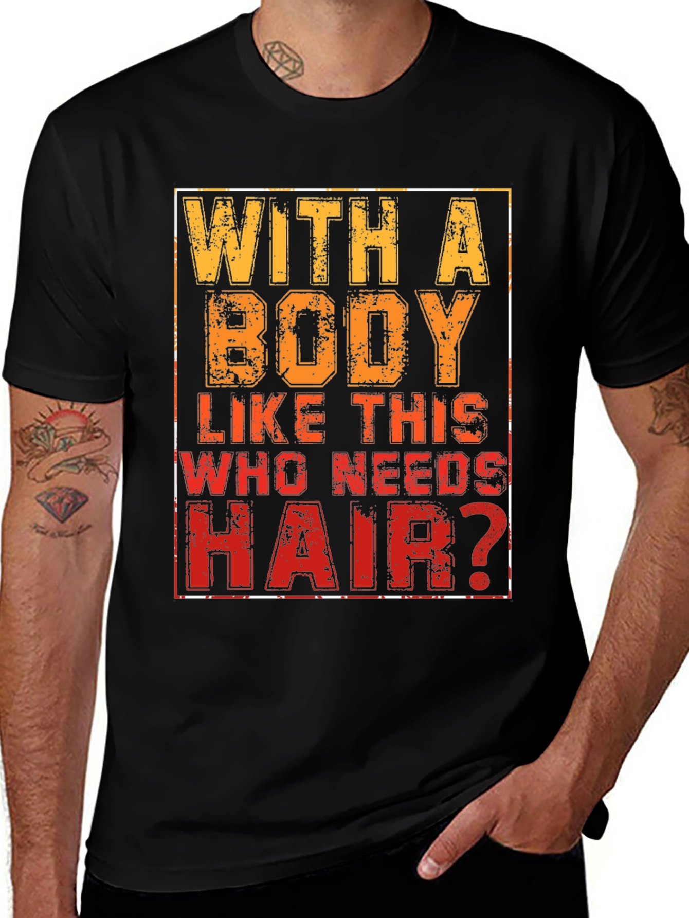 Variant 5 of Funny Baldness T-Shirt - Who Needs Hair?