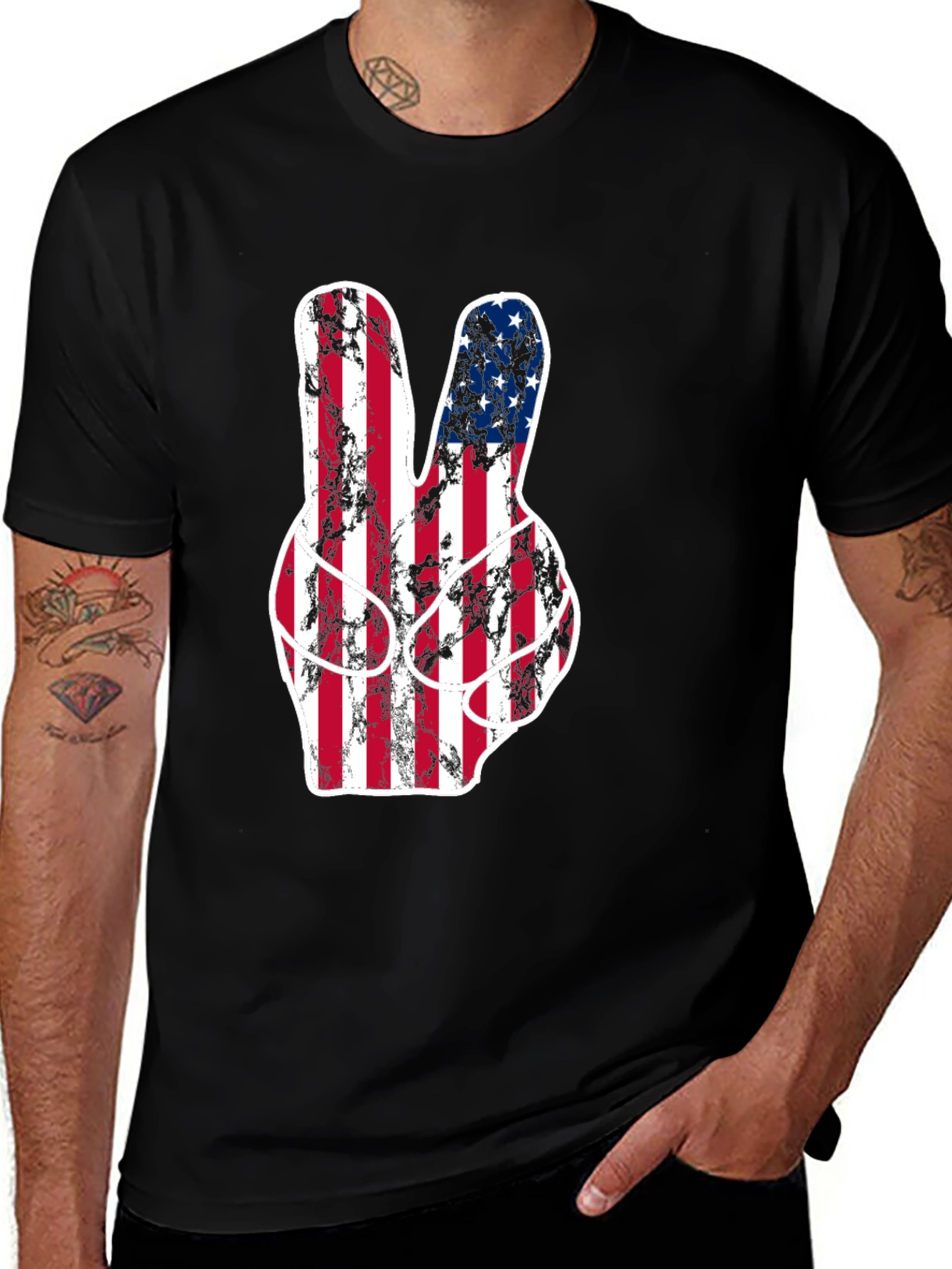 Variant 25 of American Flag Peace Sign Graphic T-Shirt