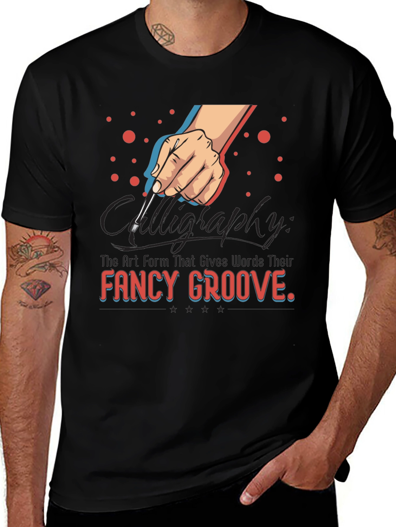 Variant 14 of Calligraphy Fancy Groove Graphic T-Shirt