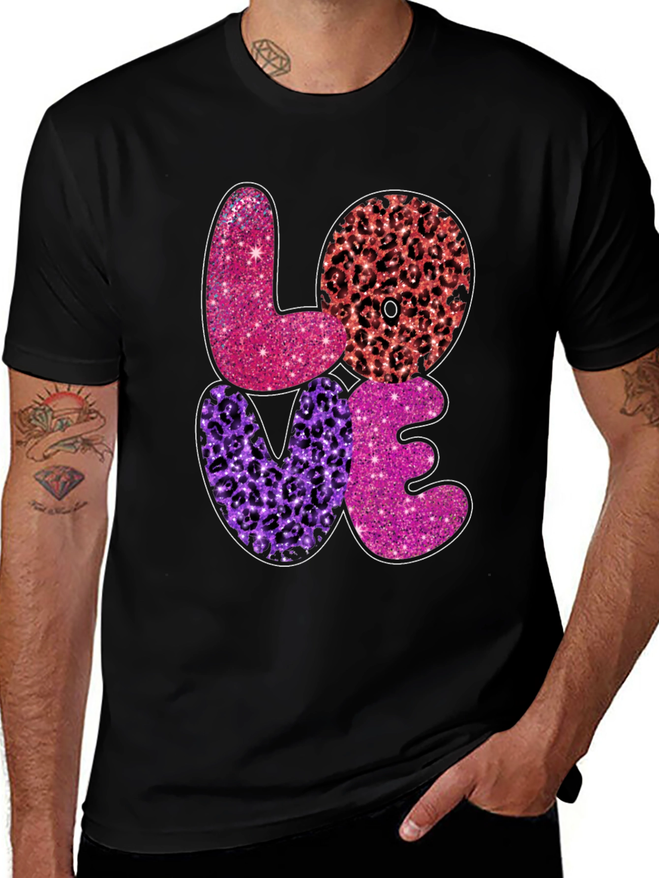 LOVE Graphic Tee - Stylish Leopard Print Valentine's T-Shirt