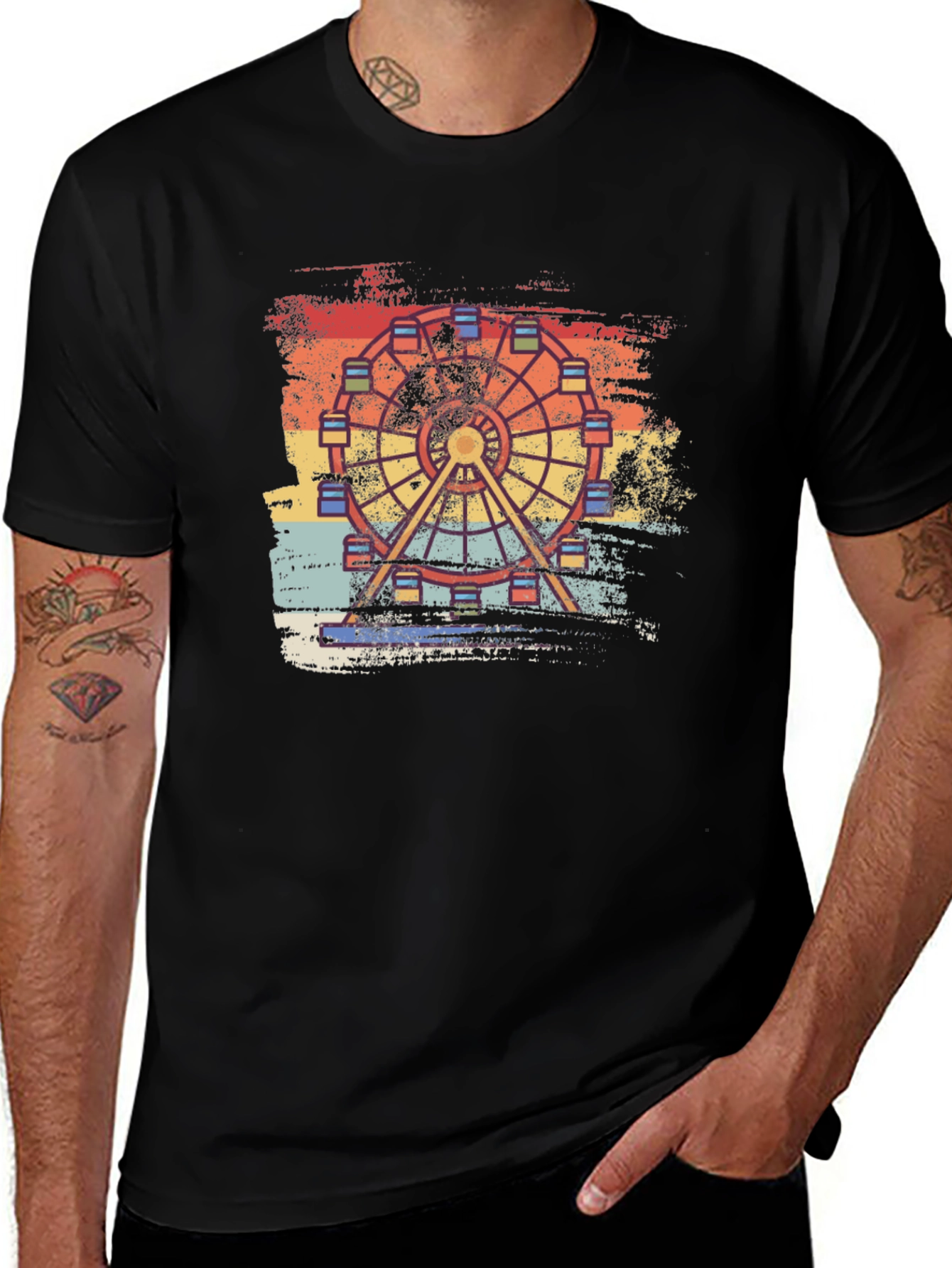 Variant 18 of Retro Ferris Wheel Graphic T-Shirt - Vintage Style