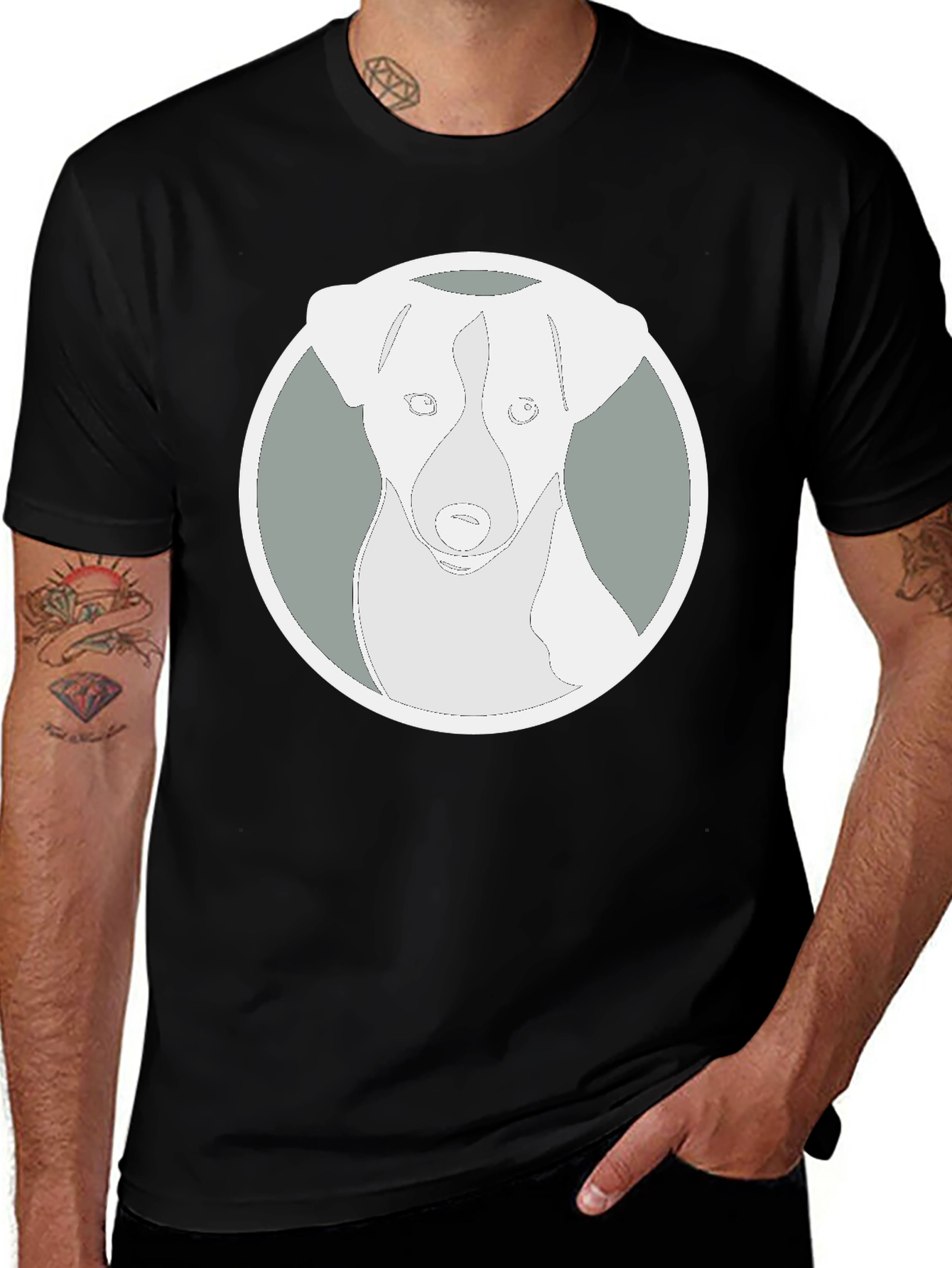 Variant 15 of Dog Graphic Tee - Black Cotton Blend