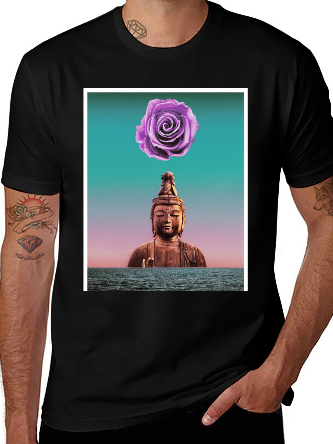 Variant 20 of Buddha Rose Graphic Tee - Soft Cotton T-Shirt