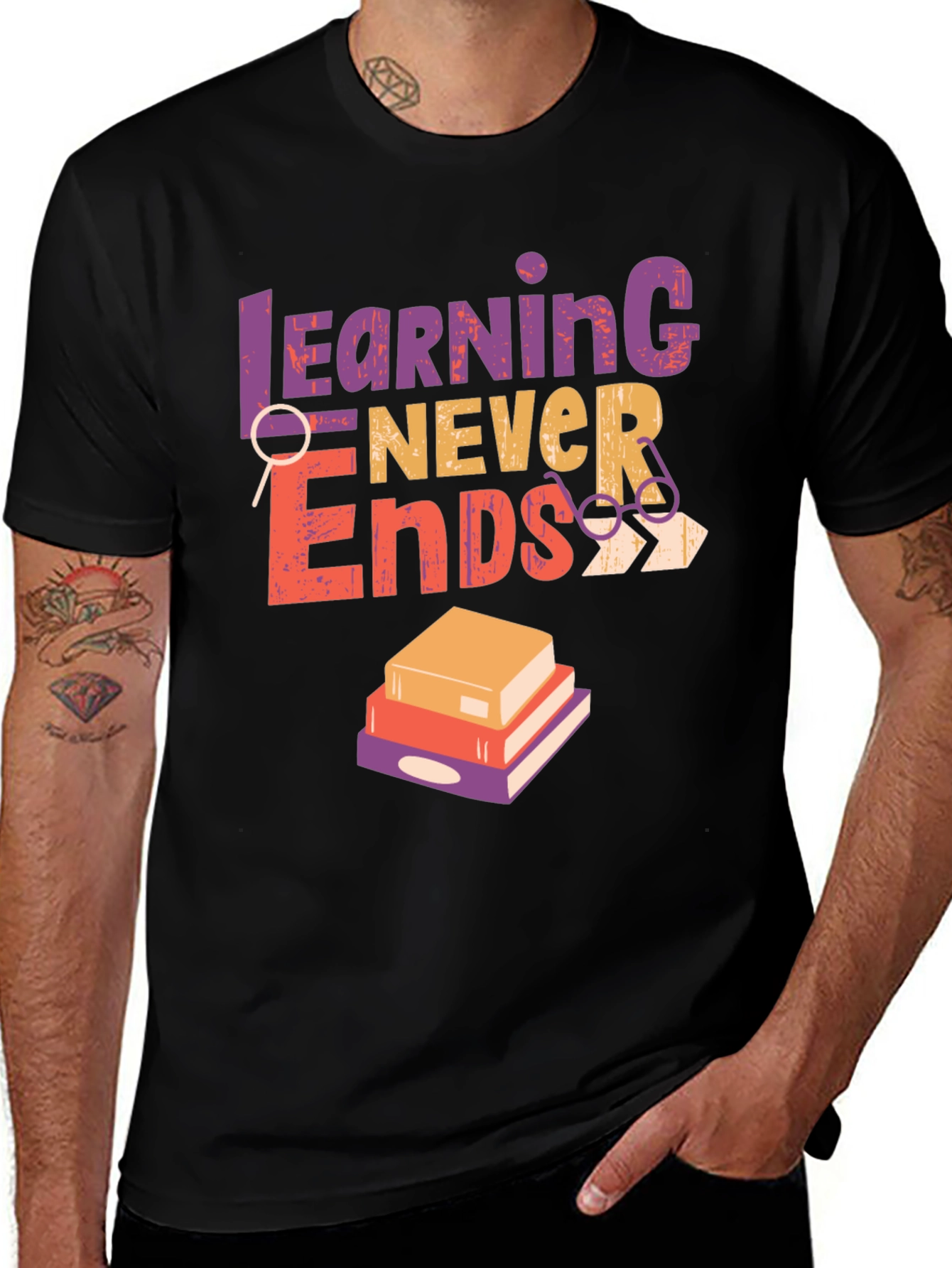 Variant 4 of Learning Never Ends Graphic Tee - Black