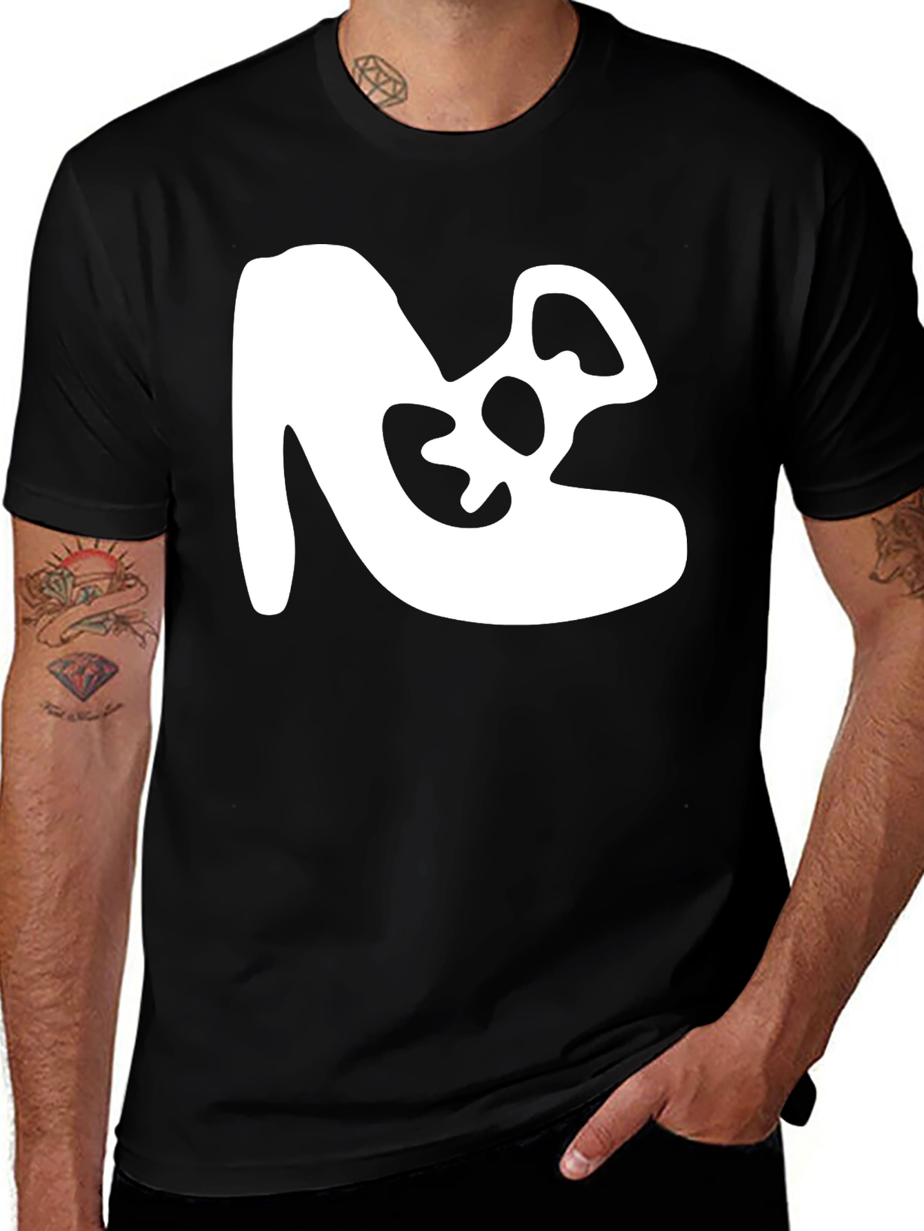 Variant 4 of Abstract White Graphic Tee - Black Cotton