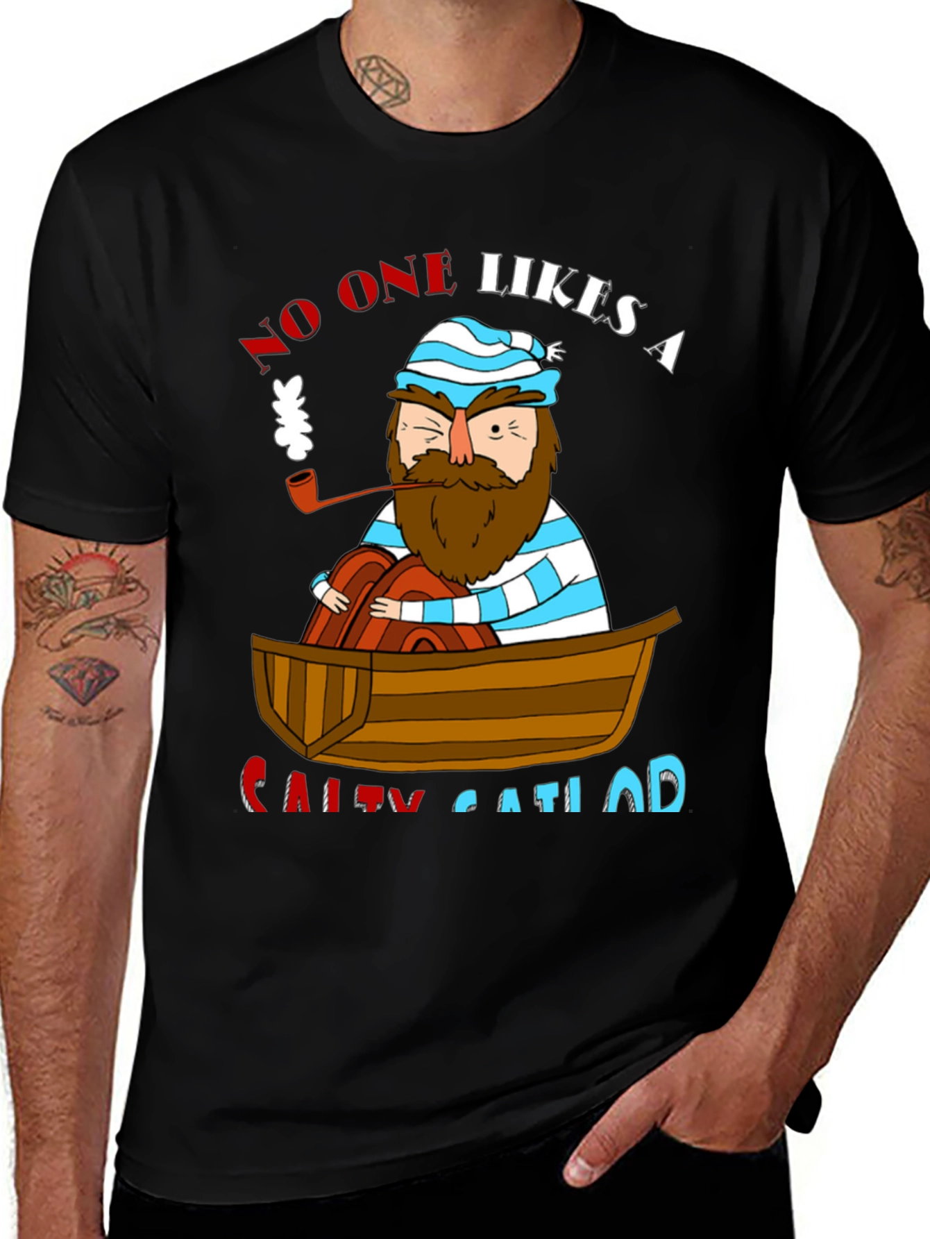 Variant 16 of Salty Sailor Cartoon Graphic T-Shirt