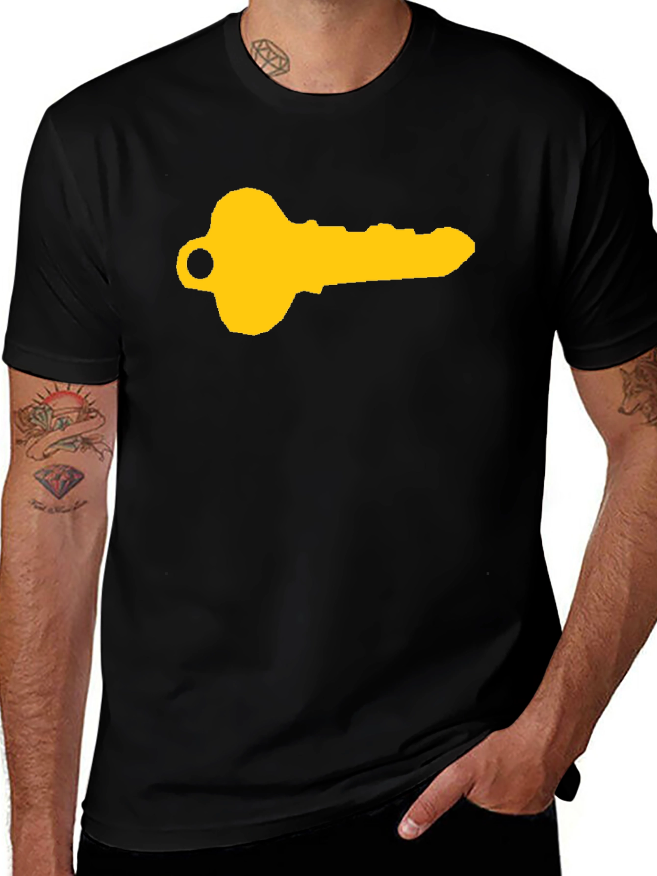 Variant 12 of Key Graphic Black Tee - Unlock Your Style!