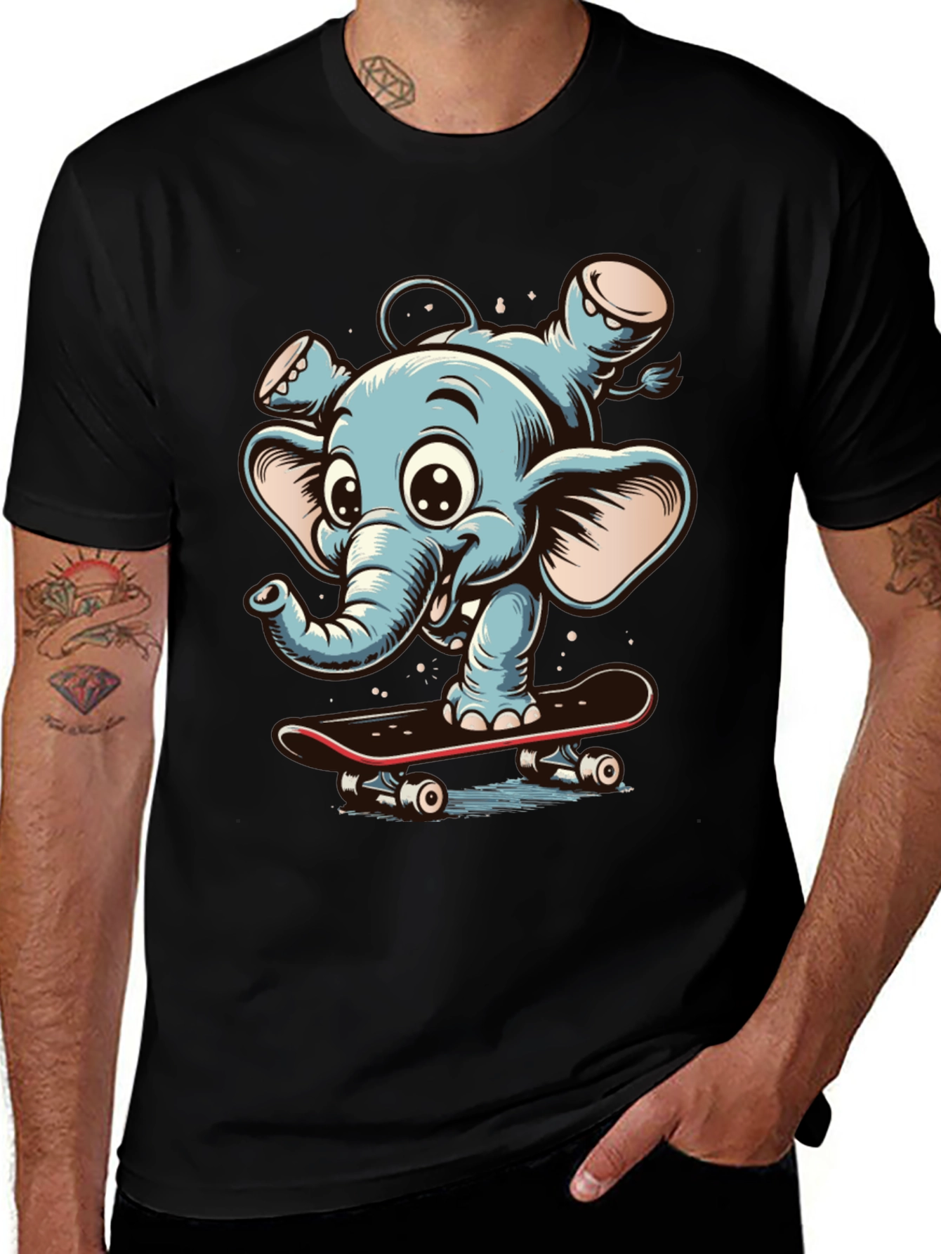 Variant 11 of Elephant Skateboard Graphic Tee