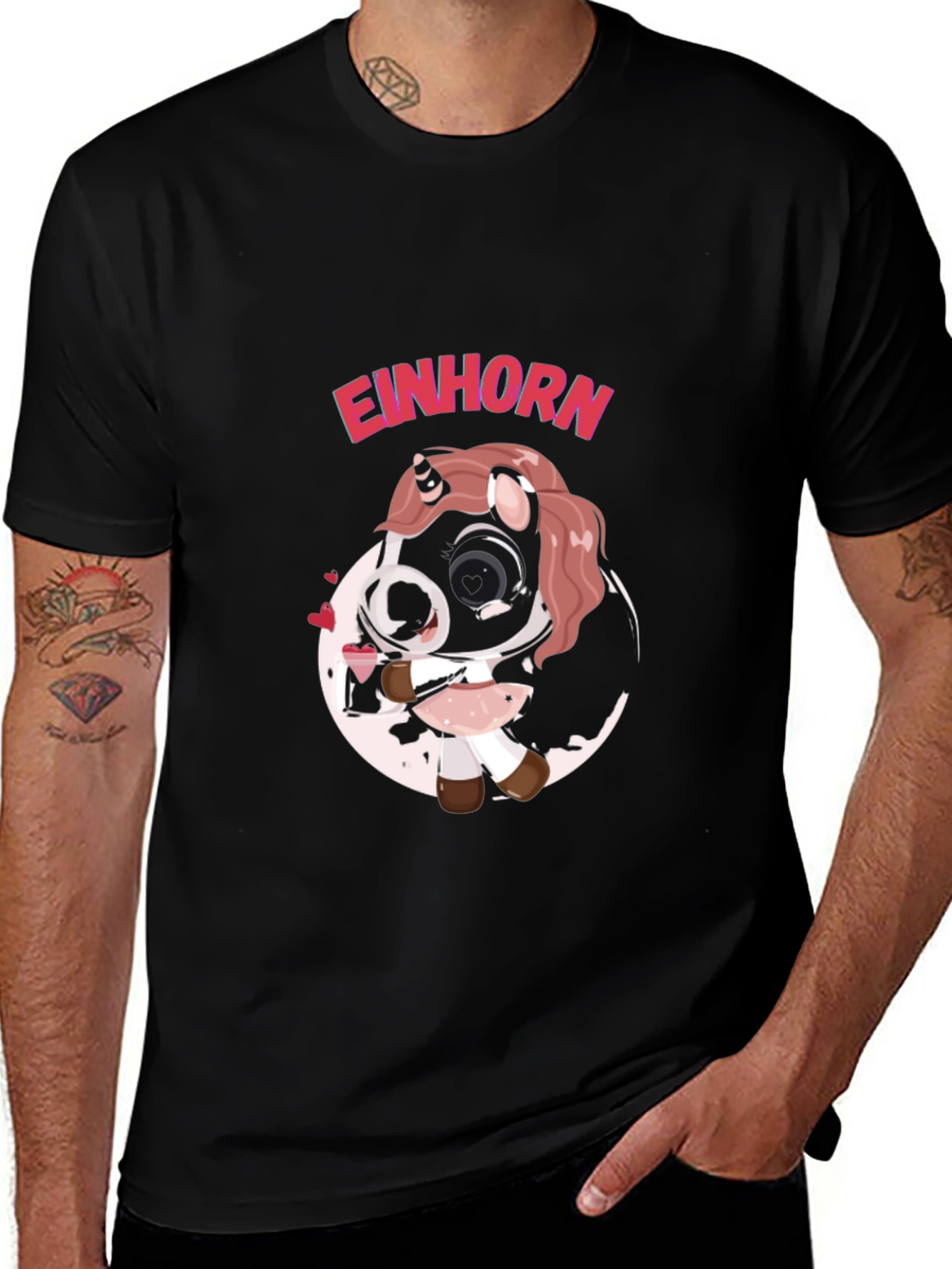 Einhorn Kawaii Unicorn T-Shirt - Black
