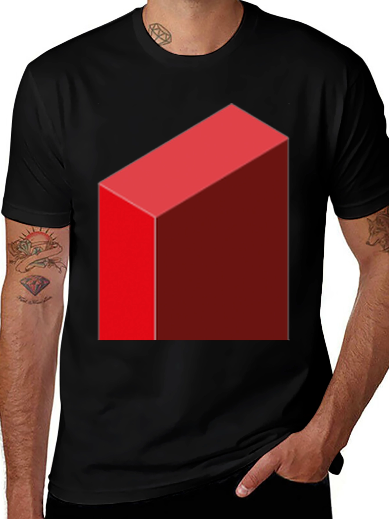 Variant 11 of Abstract 3D Red Block Graphic Tee - Modern Art Shirt