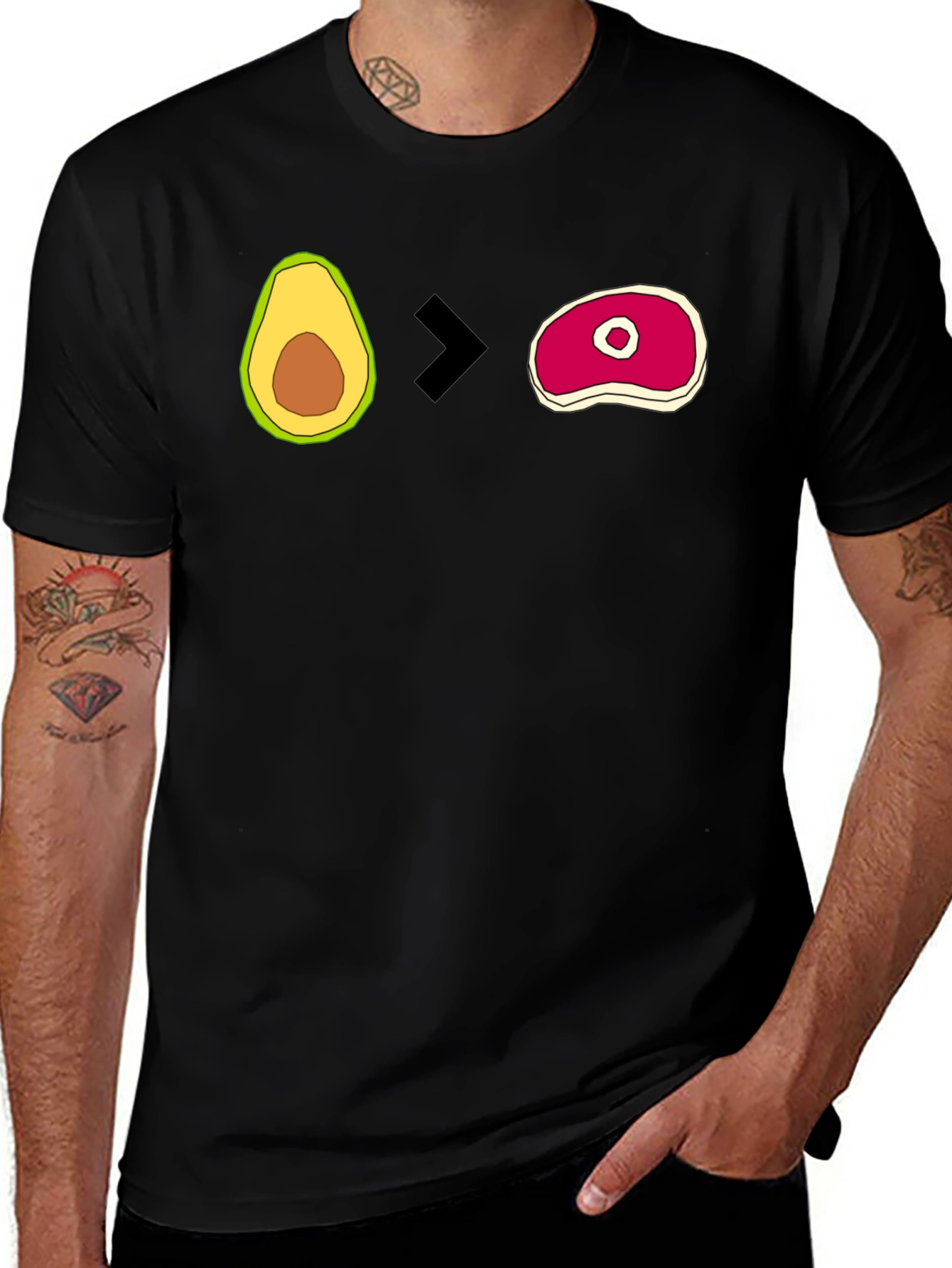 Variant 18 of Avocado > Steak Graphic T-Shirt - Men's Black Tee