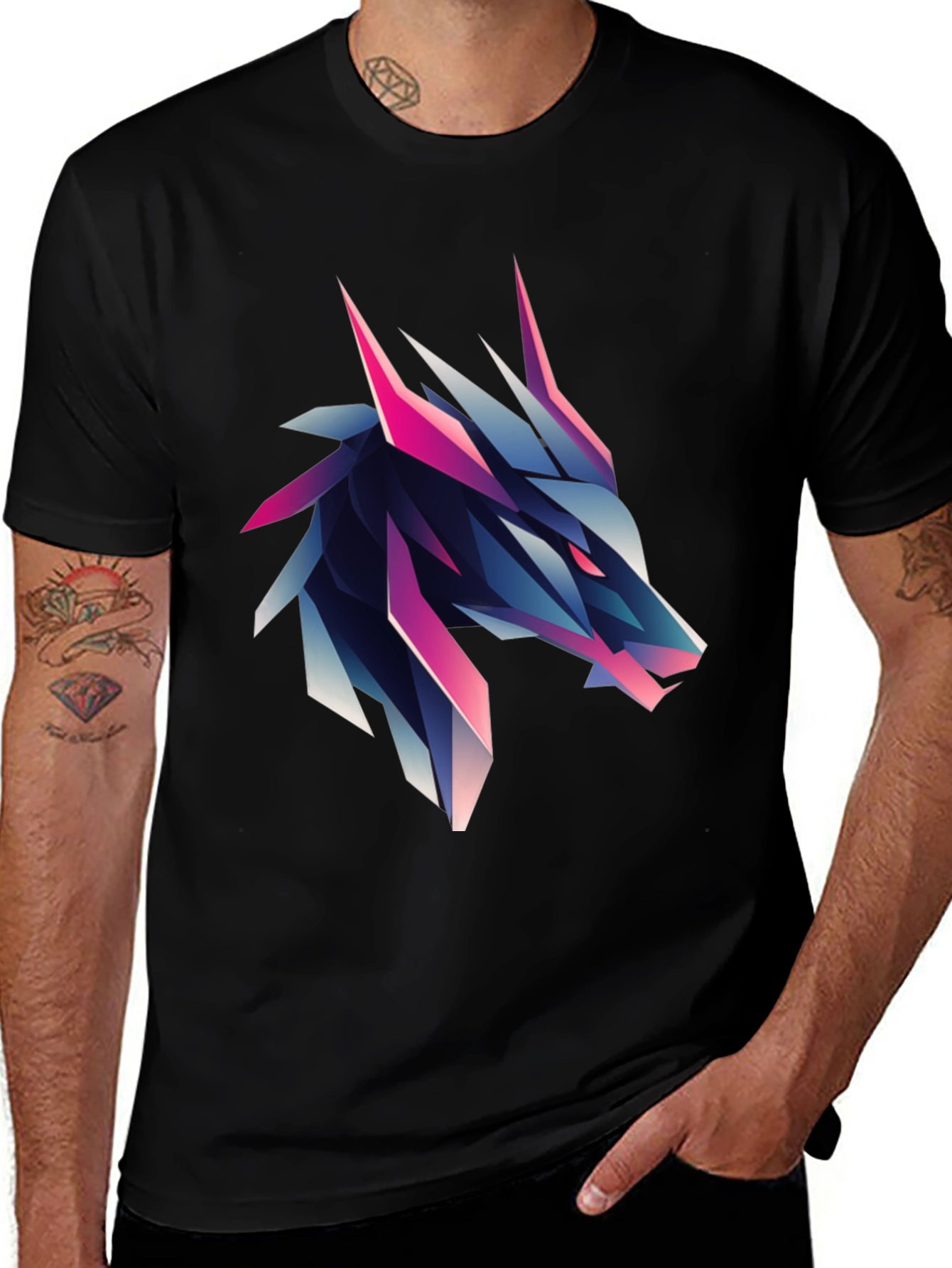Variant 2 of Geometric Wolf Graphic Tee - Bold & Modern