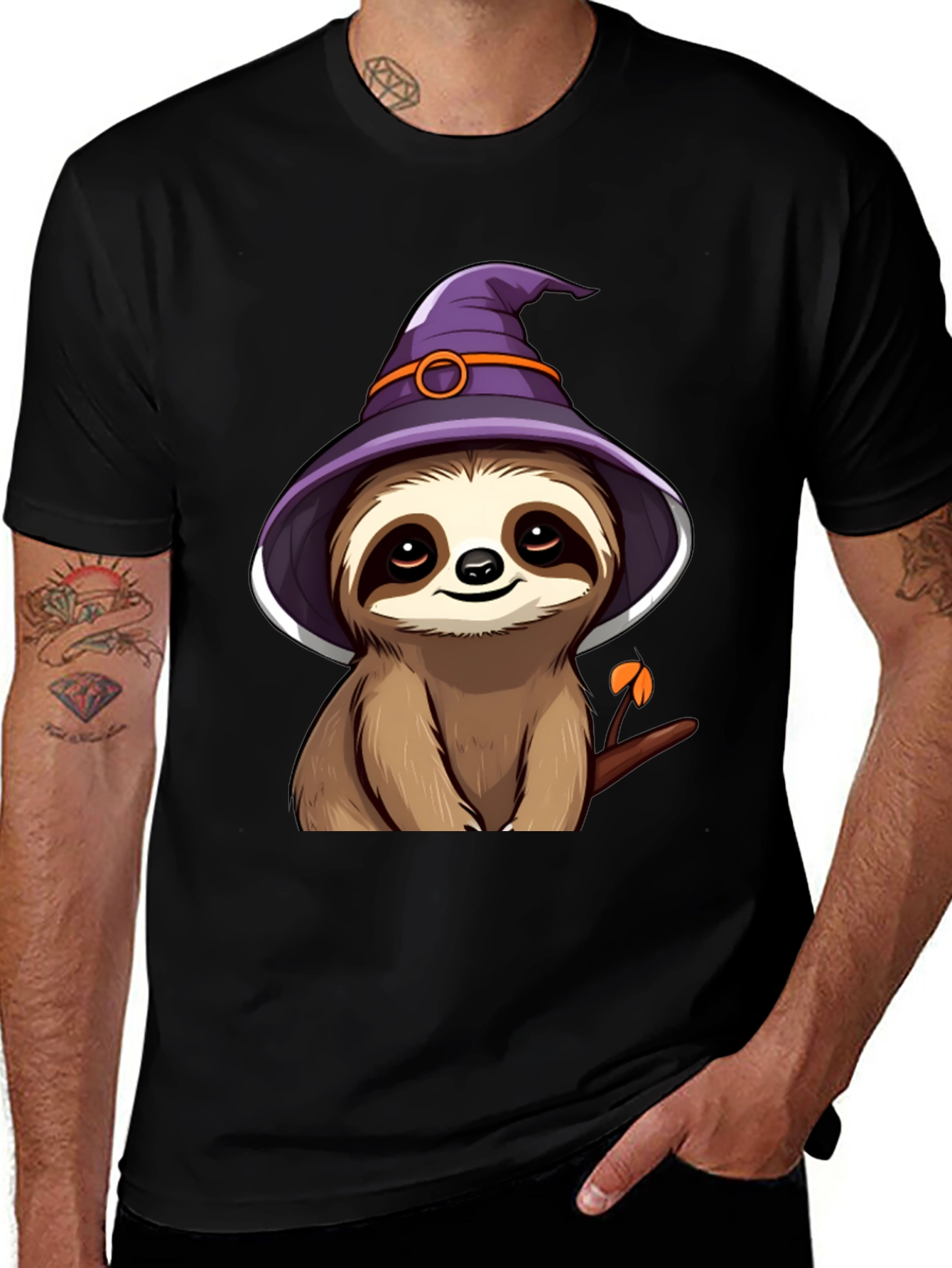 Variant 19 of Sloth Witch T-Shirt: Spooky Season Style!