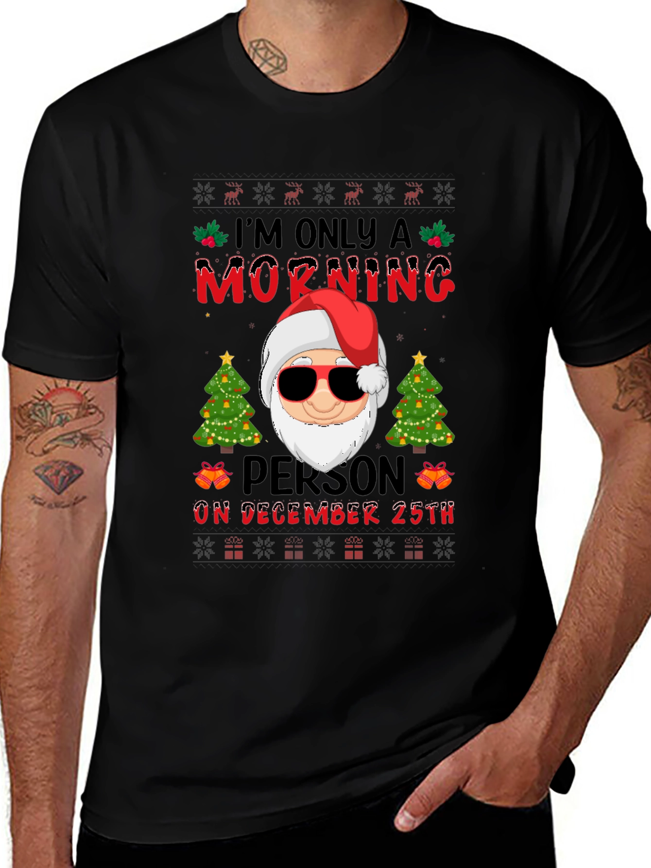 Funny Christmas Santa T-Shirt Morning Person December 25th