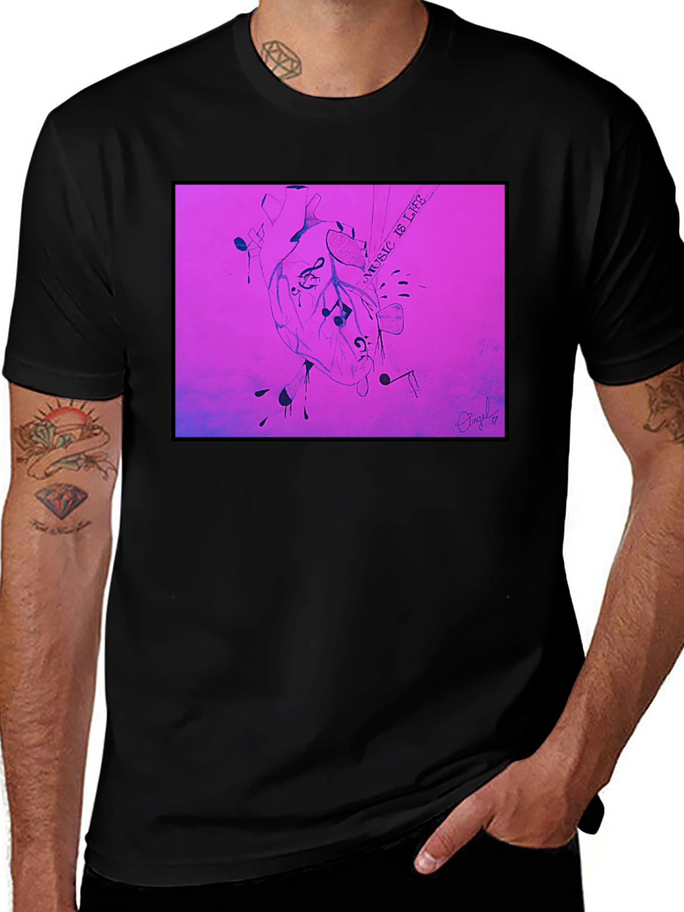 Variant 18 of Music is Life Heart Graphic T-Shirt