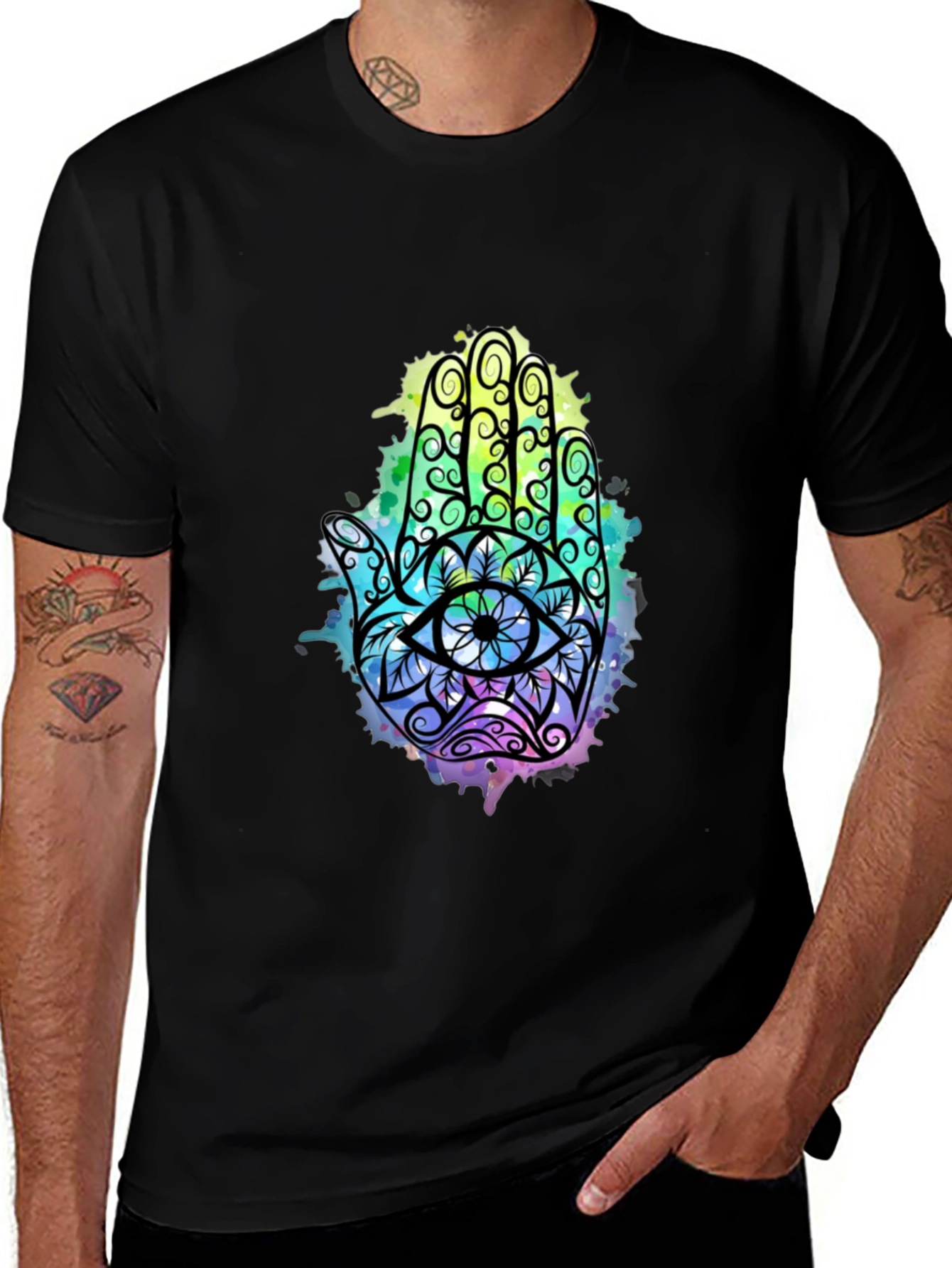 Hamsa Hand Graphic Tee - Spiritual Eye Design