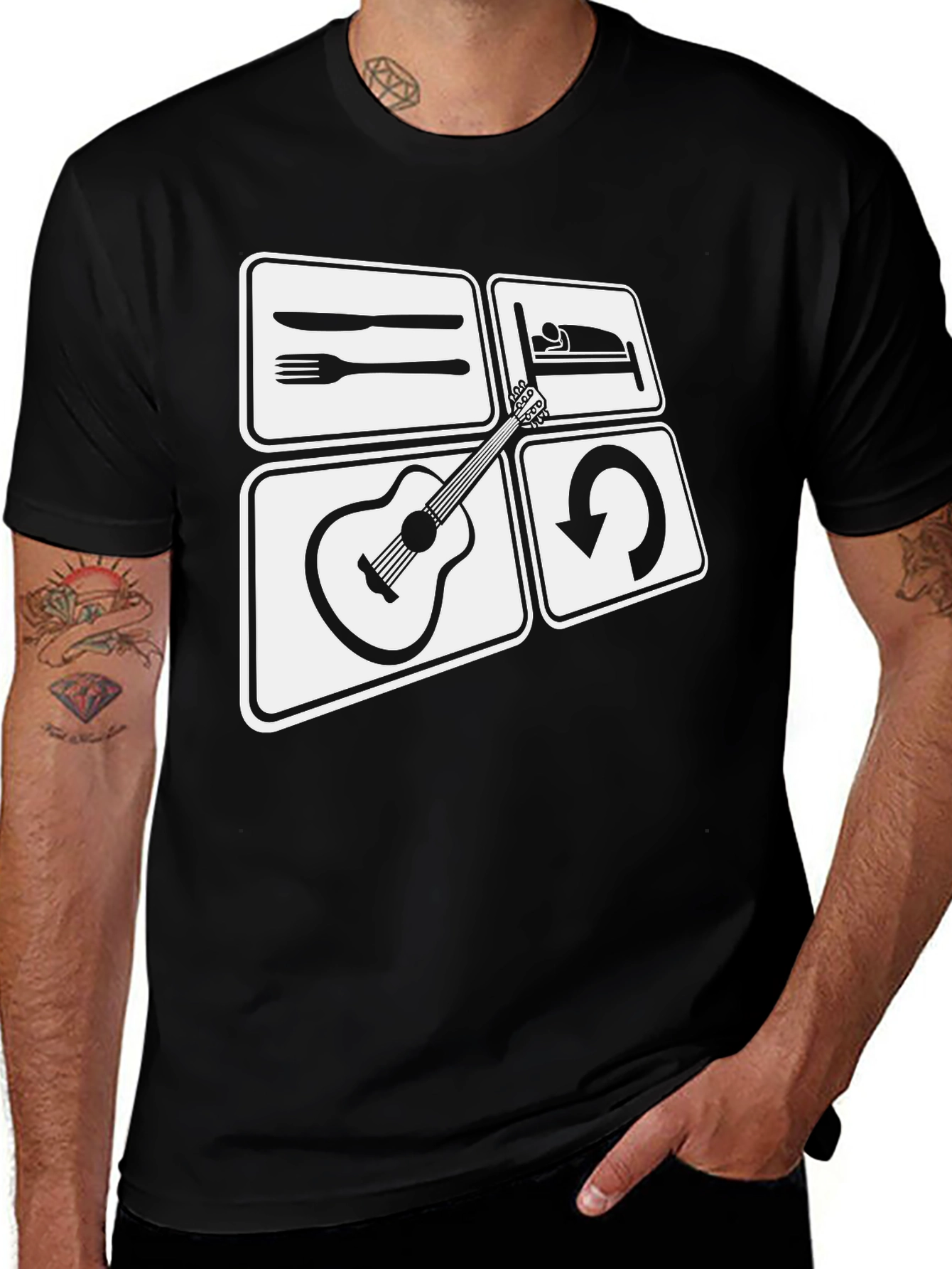 Variant 14 of Eat Sleep Guitar Repeat T-Shirt