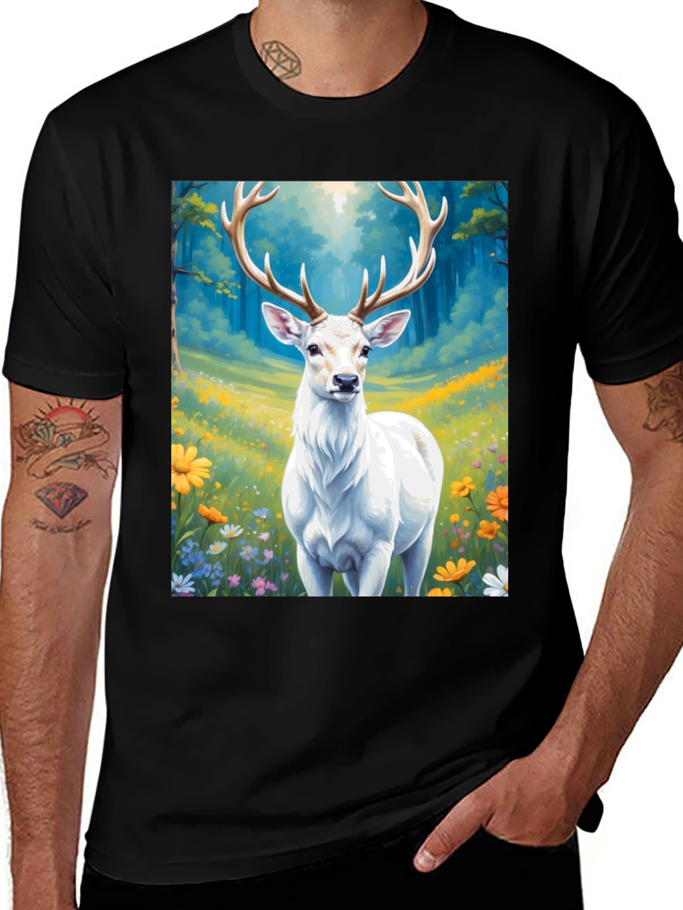 Variant 20 of Majestic White Deer Graphic Tee