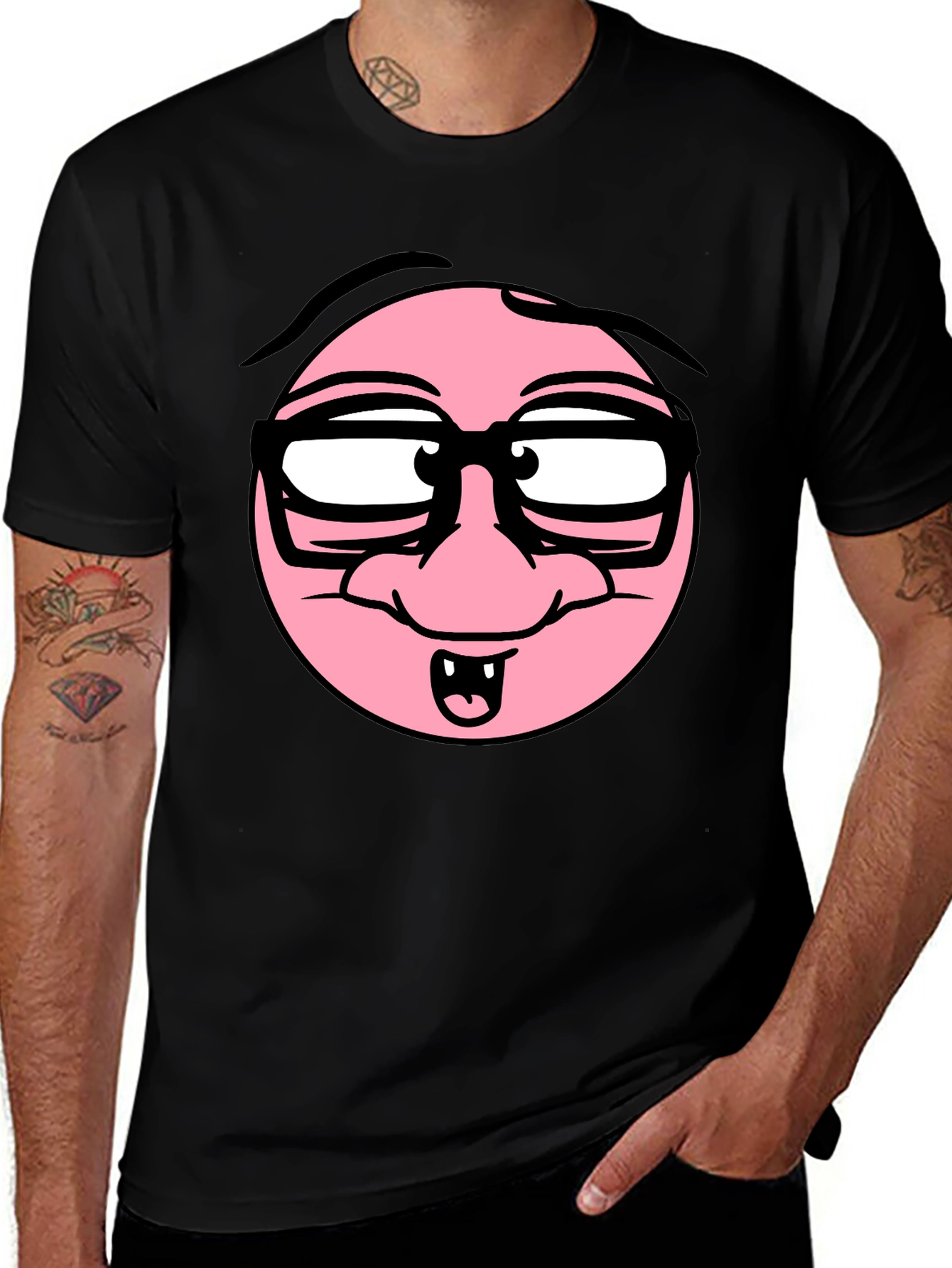 Variant 20 of Funny Cartoon Face Black T-Shirt