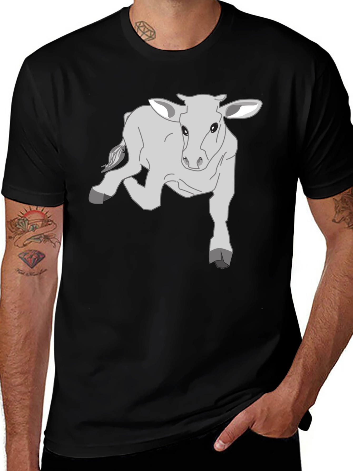 Variant 12 of Cow Graphic T-Shirt - Black Cotton Tee for Animal Lovers