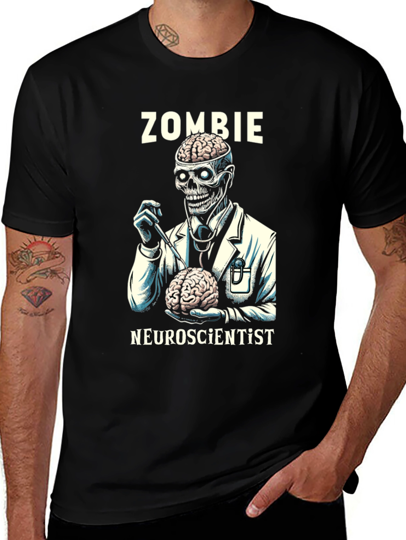 Variant 7 of Zombie Neuroscientist Graphic T-Shirt - Brainy Humor