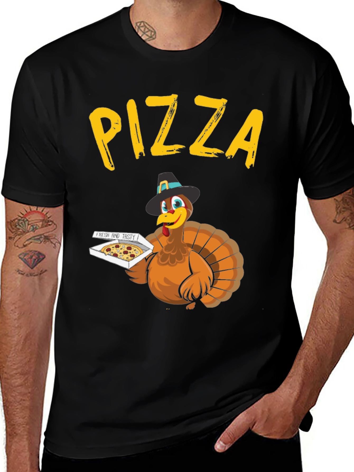 Variant 7 of Thanksgiving Turkey Pizza T-Shirt - Novelty Holiday Tee