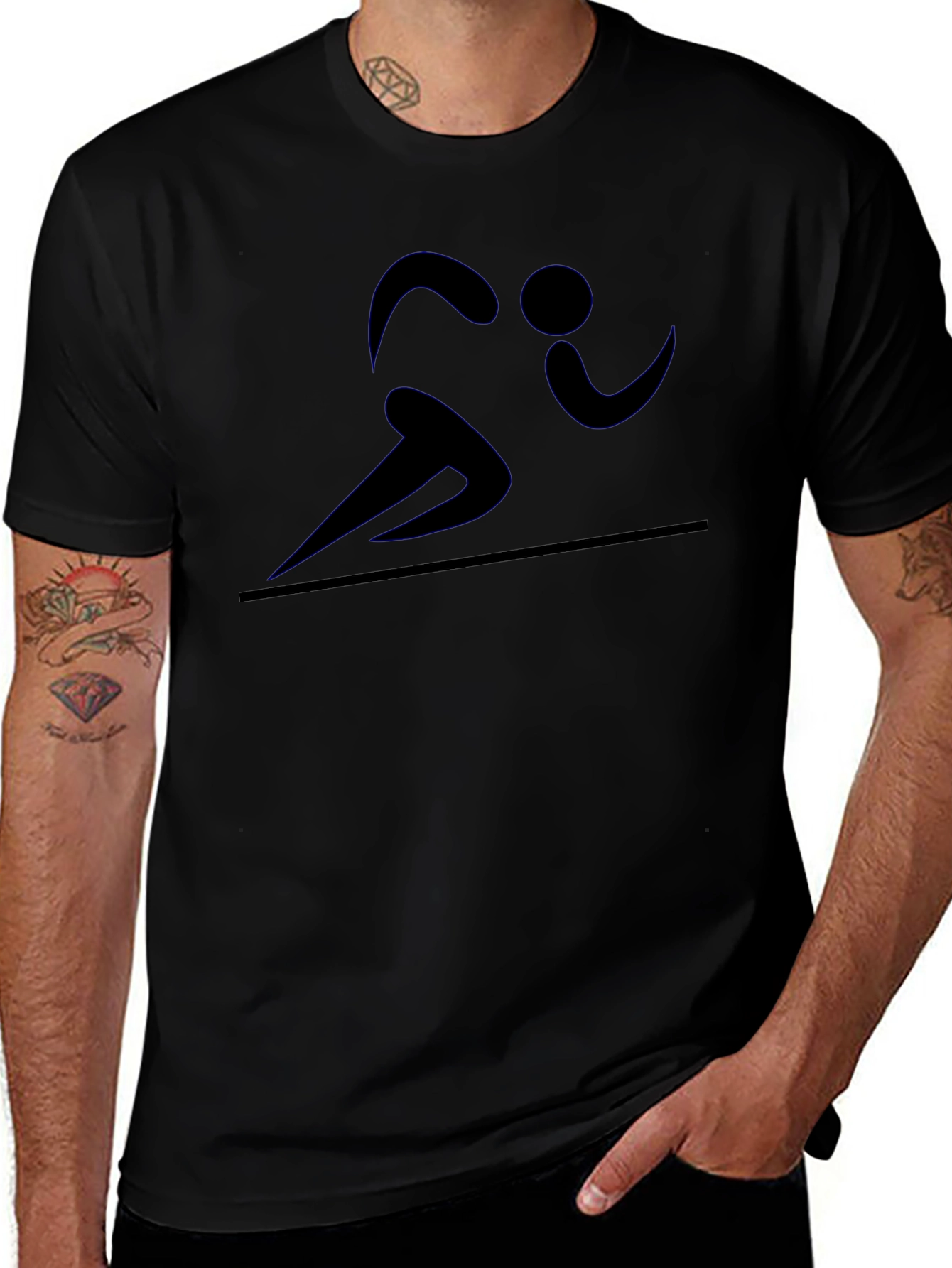 Variant 20 of Running Man Graphic Tee - Black Casual T-Shirt