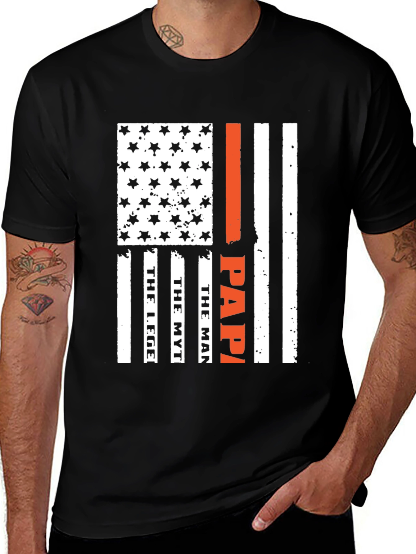 Papa American Flag T-Shirt - The Legend, The Myth, The Man