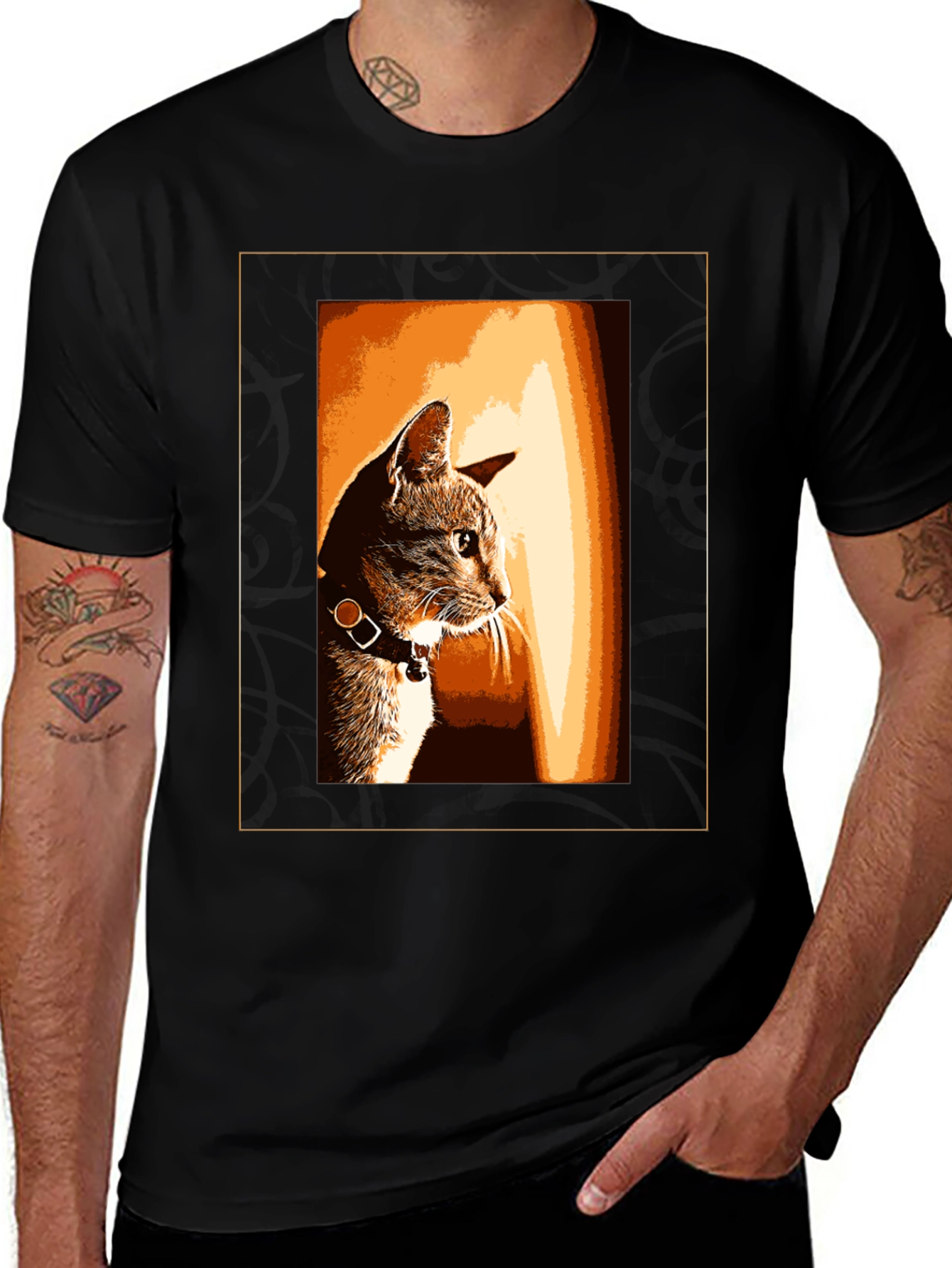 Variant 30 of Cool Cat Graphic Tee - Black Unisex T-Shirt