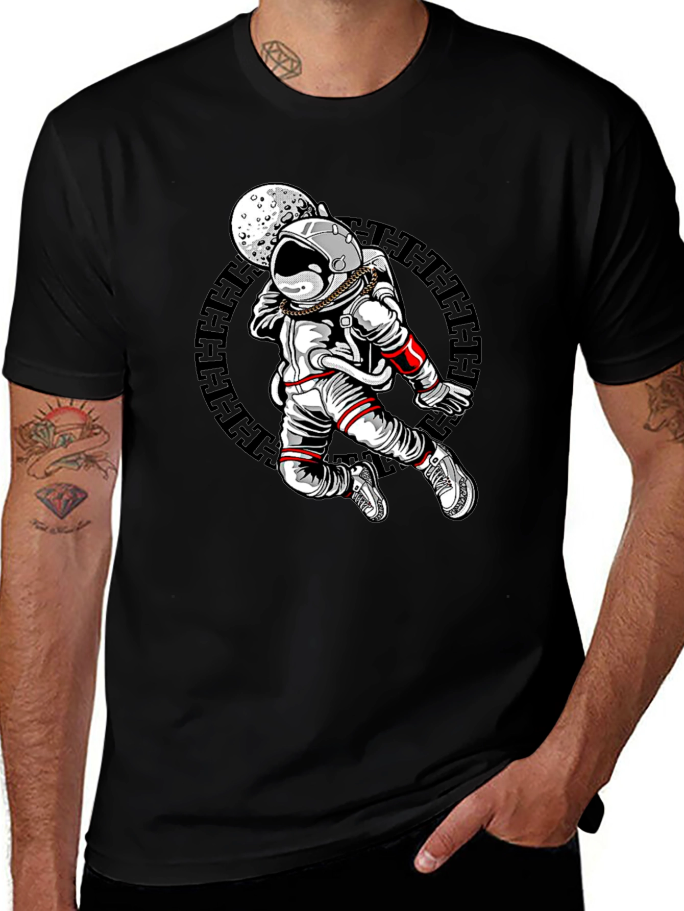 Variant 20 of Astronaut Moon Graphic Black T-Shirt