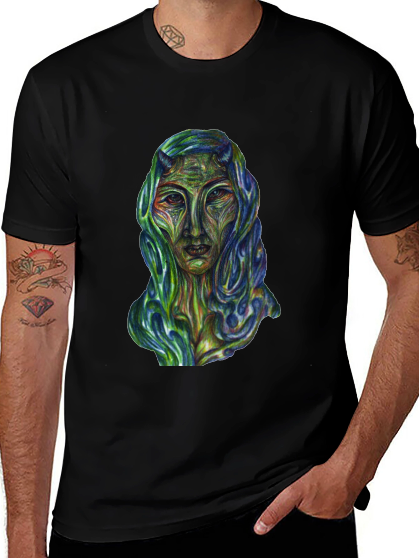 Variant 25 of Surreal Alien Art Graphic T-Shirt - Black