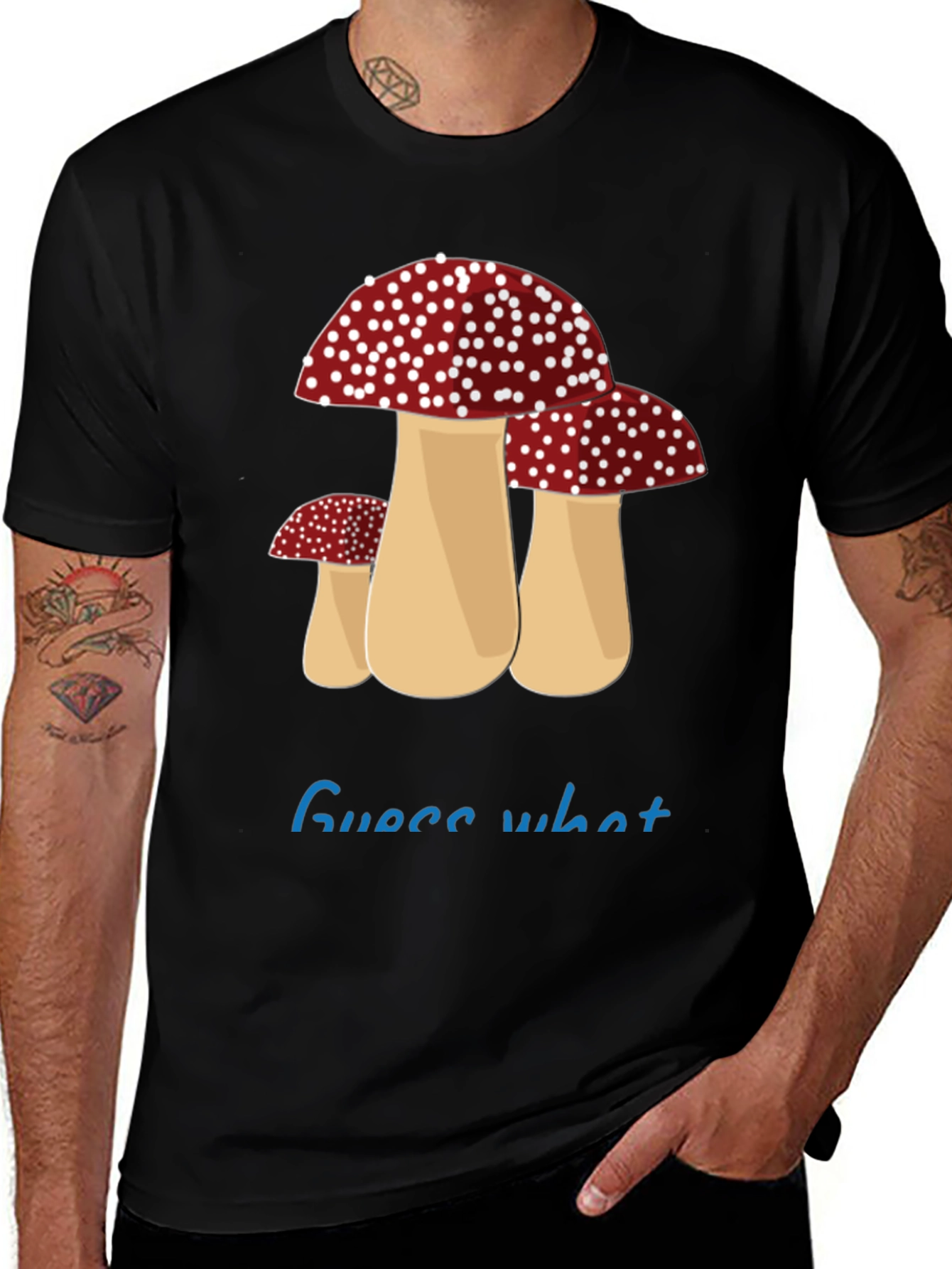 Variant 5 of Mushroom T-Shirt - Guess What? - Novelty Design