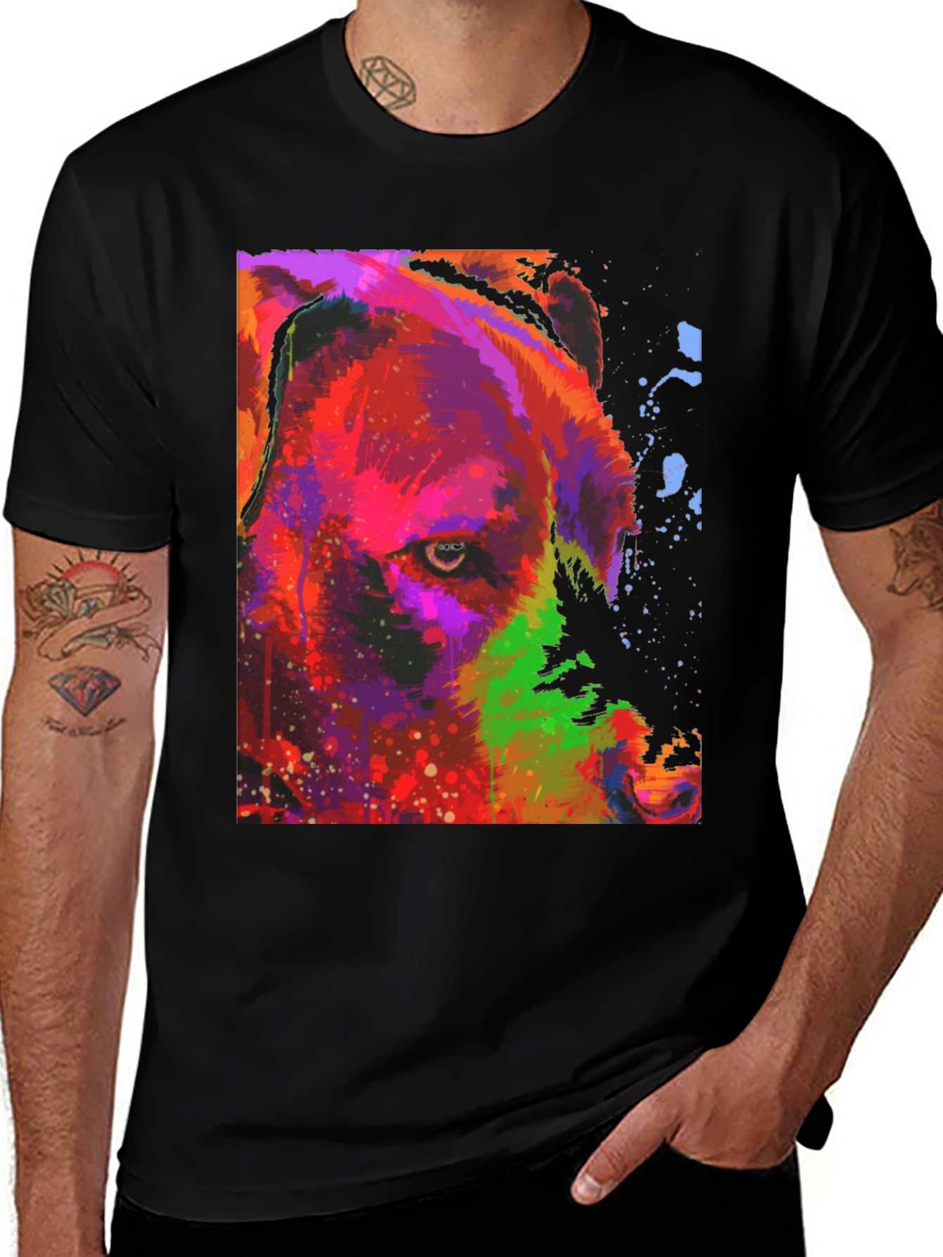 Variant 15 of Abstract Bear Graphic Black T-Shirt