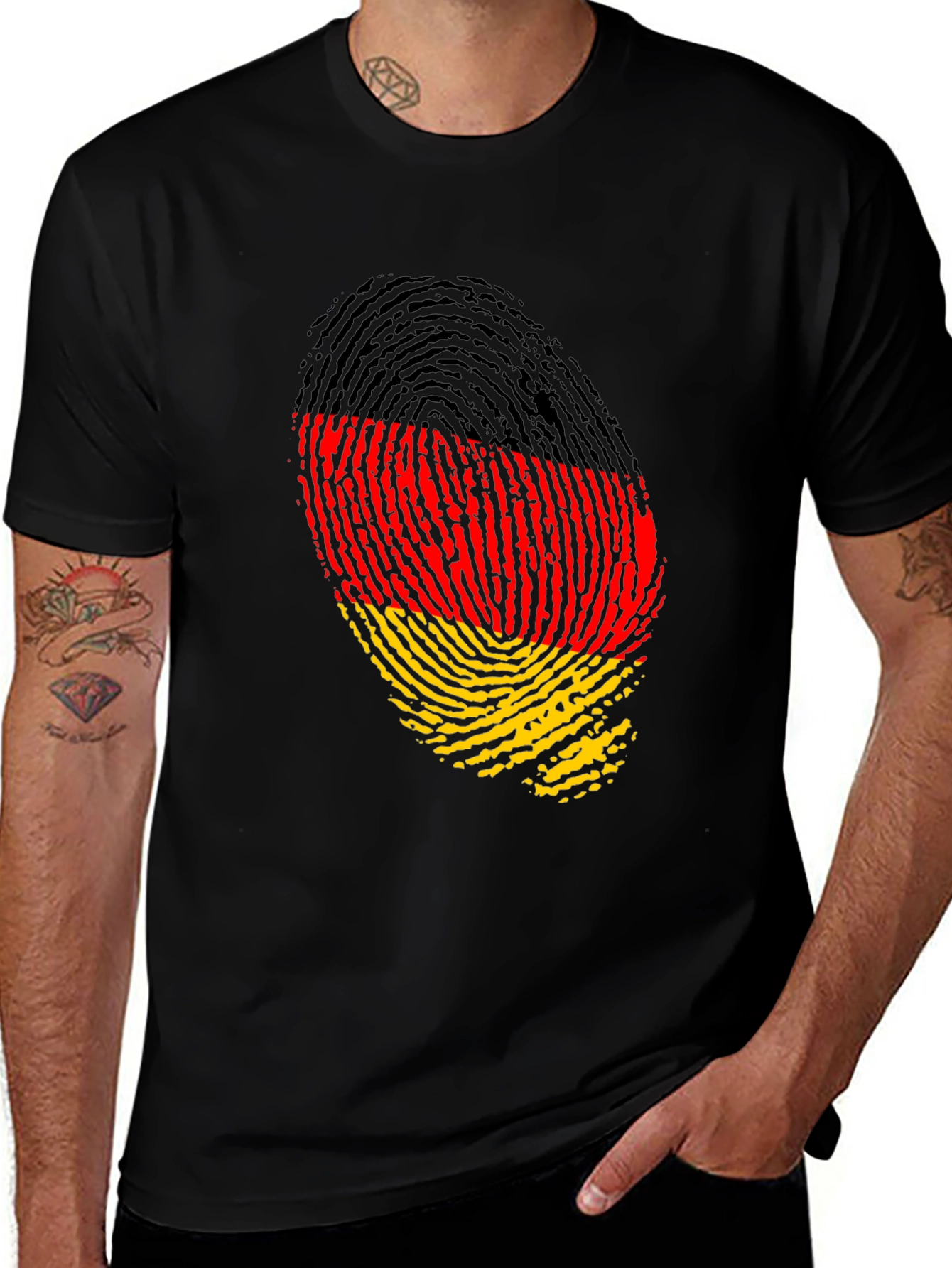 Variant 21 of Germany Flag Fingerprint Black T-Shirt