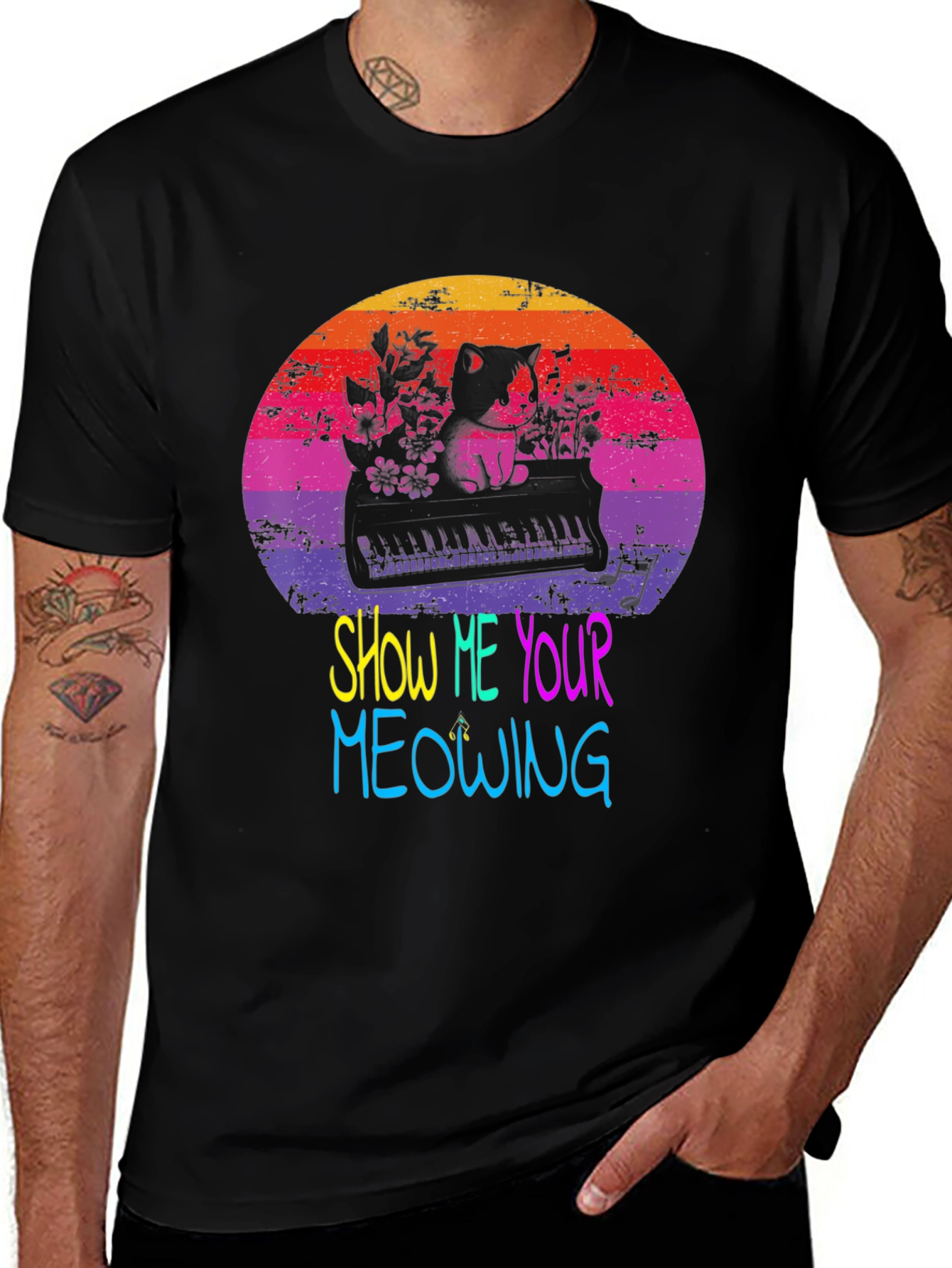 Variant 2 of Show Me Your Meowing Cat Piano T-Shirt
