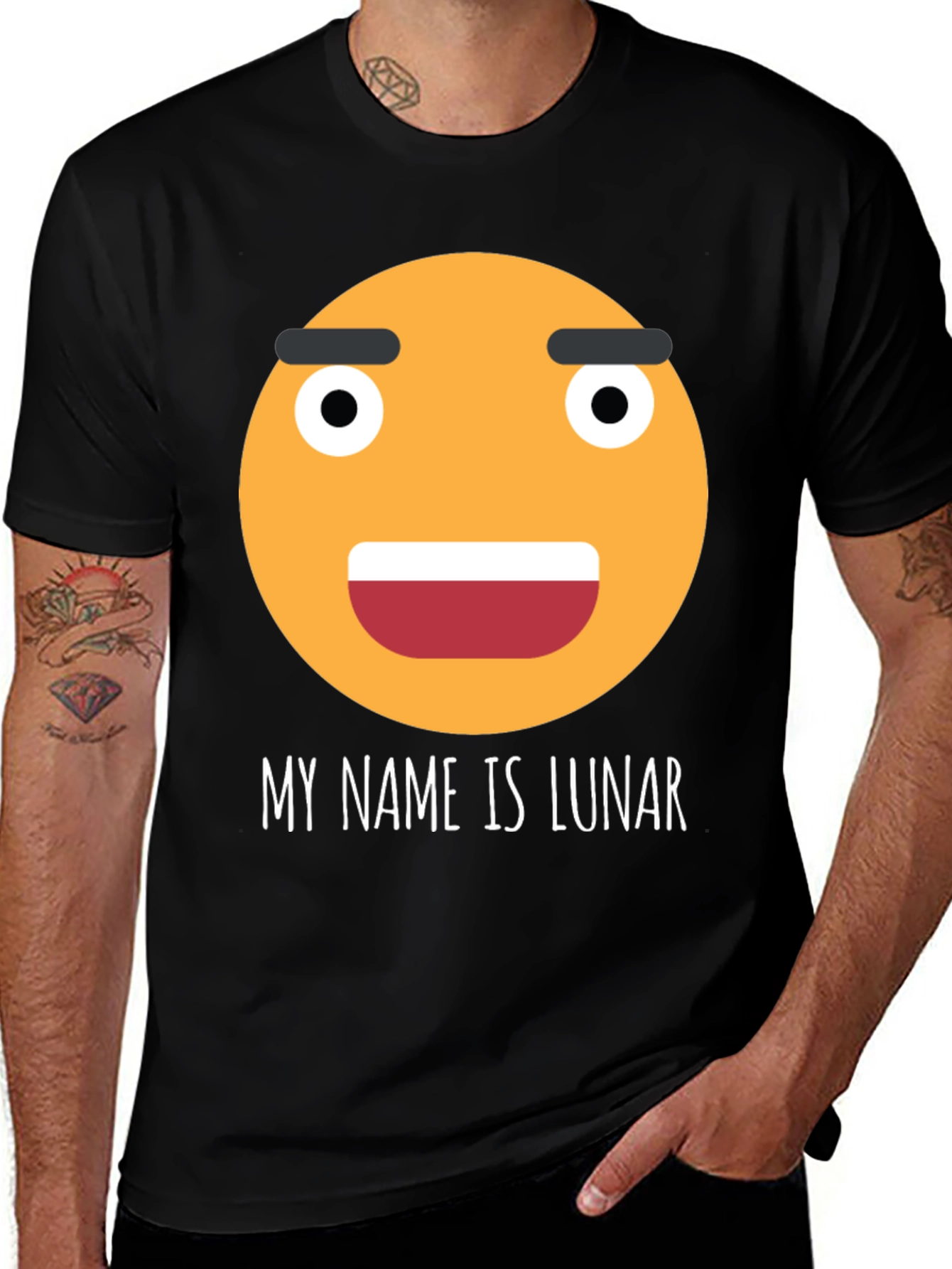 Variant 6 of Funny Emoji T-Shirt - My Name is Lunar