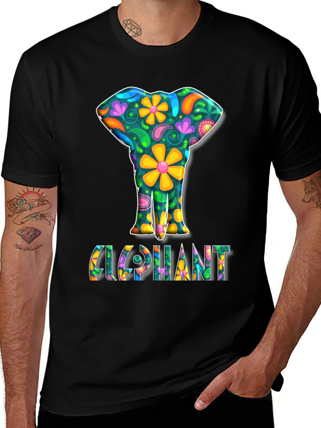 Variant 17 of Floral Elephant Graphic Tee - Groovy Style
