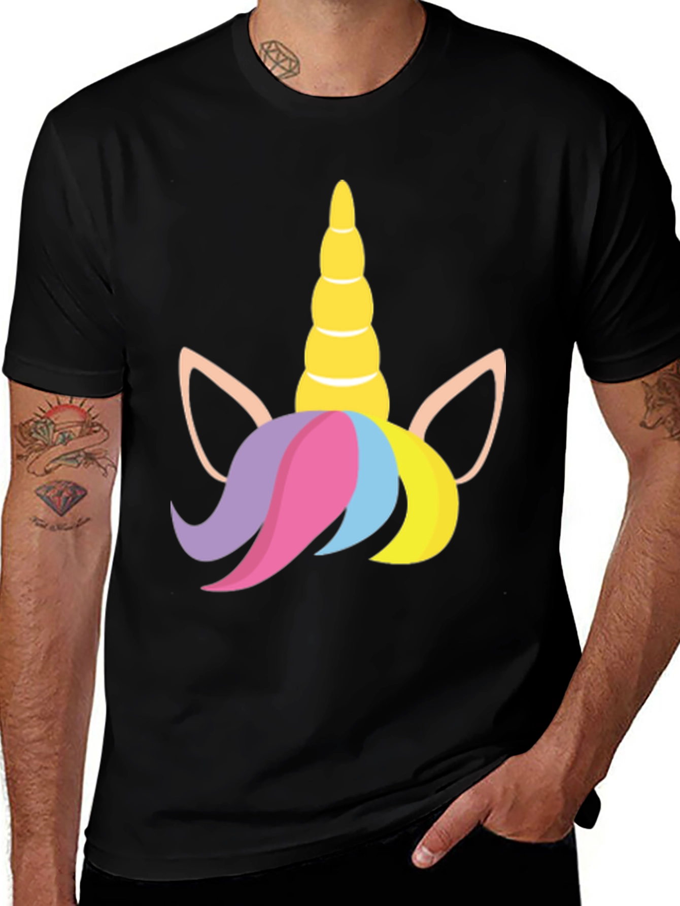 Variant 10 of Unicorn Graphic Tee - Black Cotton Shirt