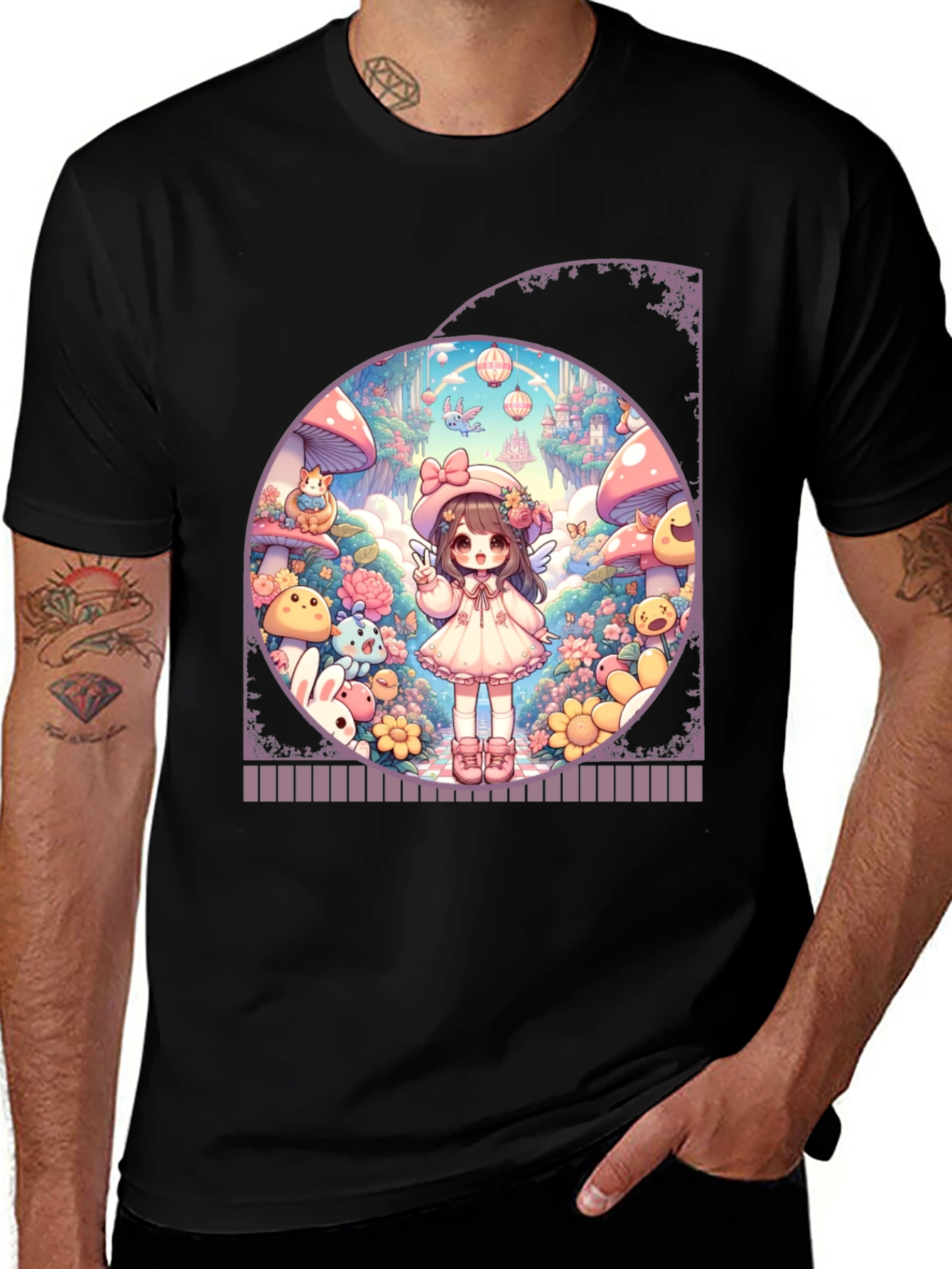 Variant 30 of Kawaii Fairycore T-Shirt - Cute Anime Mushroom Design