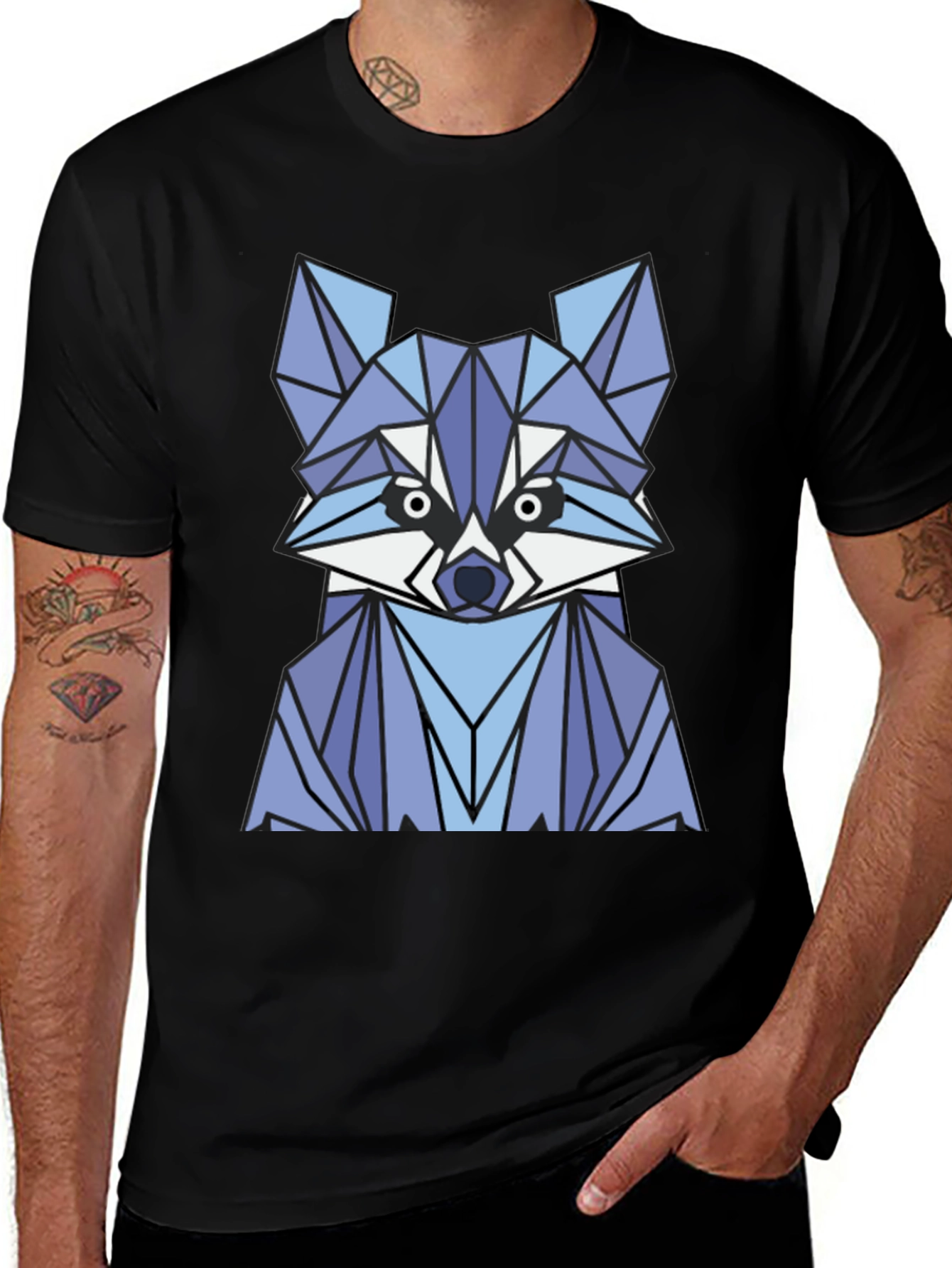Variant 17 of Geometric Raccoon Graphic Tee - Modern Minimalist Design