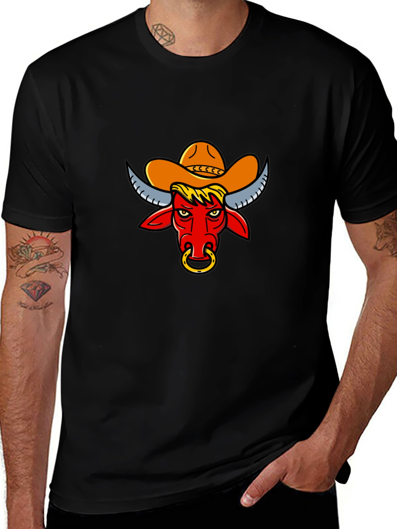 Variant 6 of Cowboy Bull Graphic Tee - Black