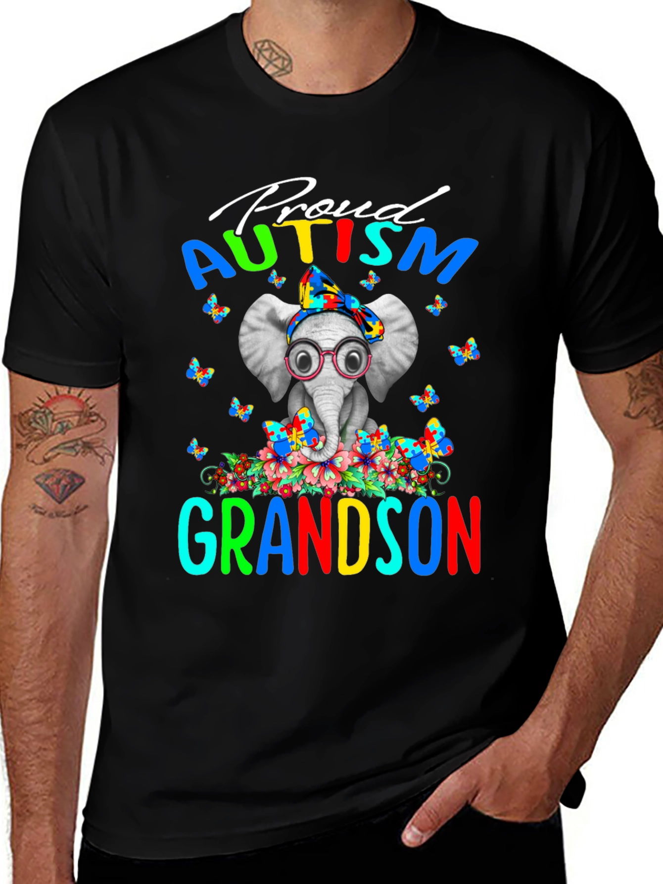 Proud Autism Grandson Elephant T-Shirt