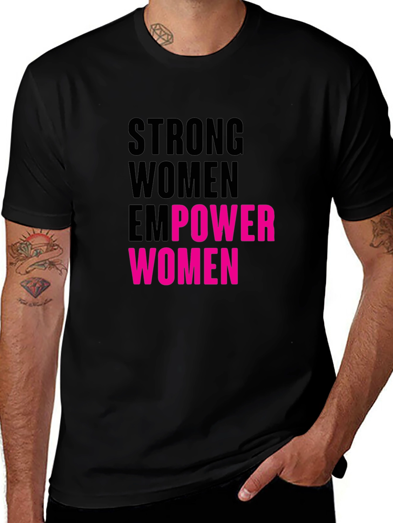 Strong Women Empower Women Graphic Tee - Black