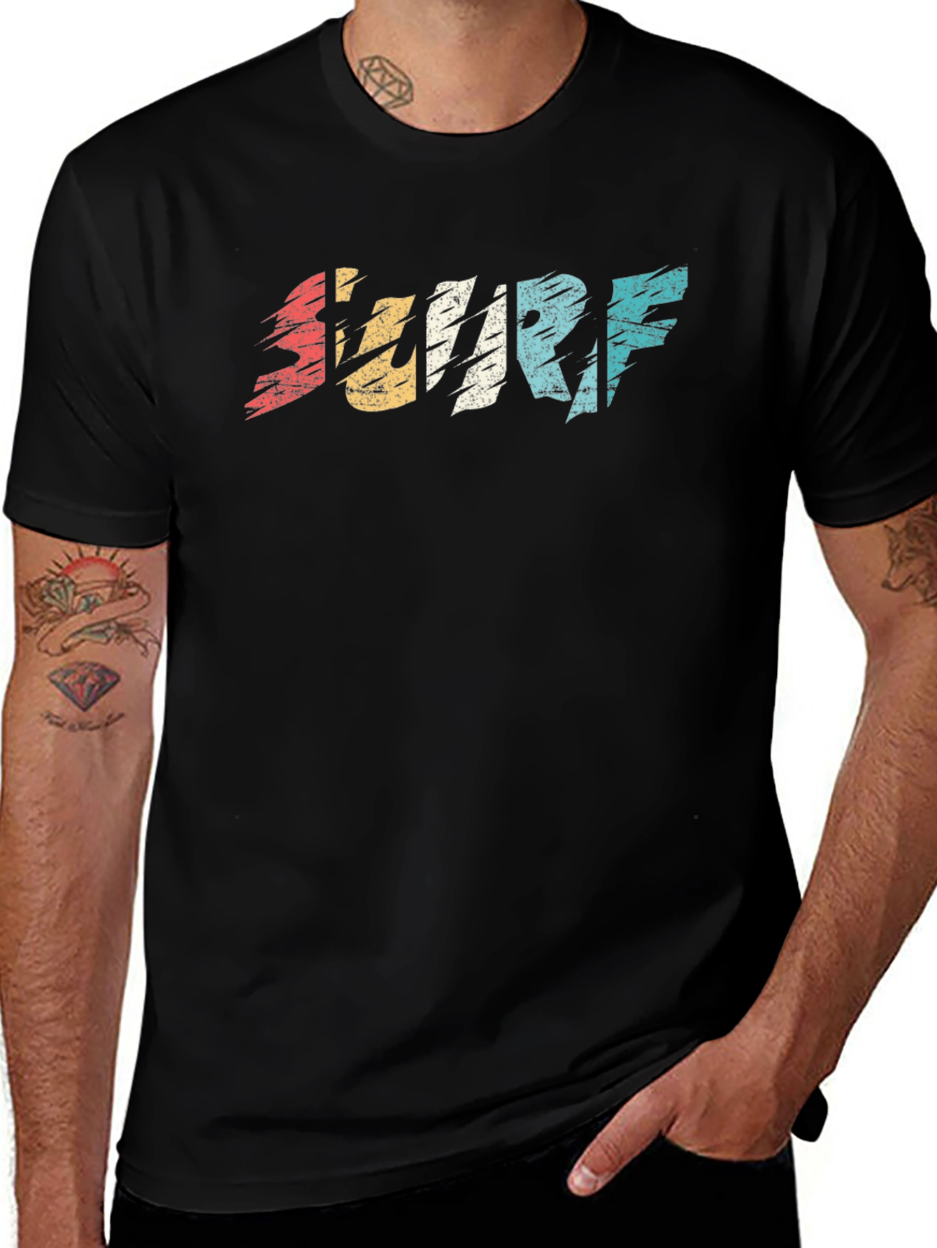 Variant 3 of Retro Surf Graphic Tee - Black Cotton T-Shirt