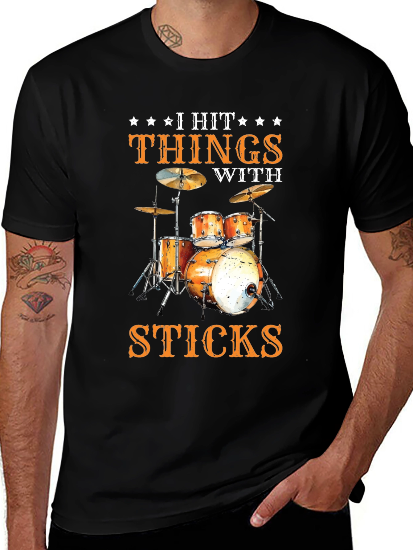 Variant 24 of Drummer T-Shirt - I Hit Things With Sticks