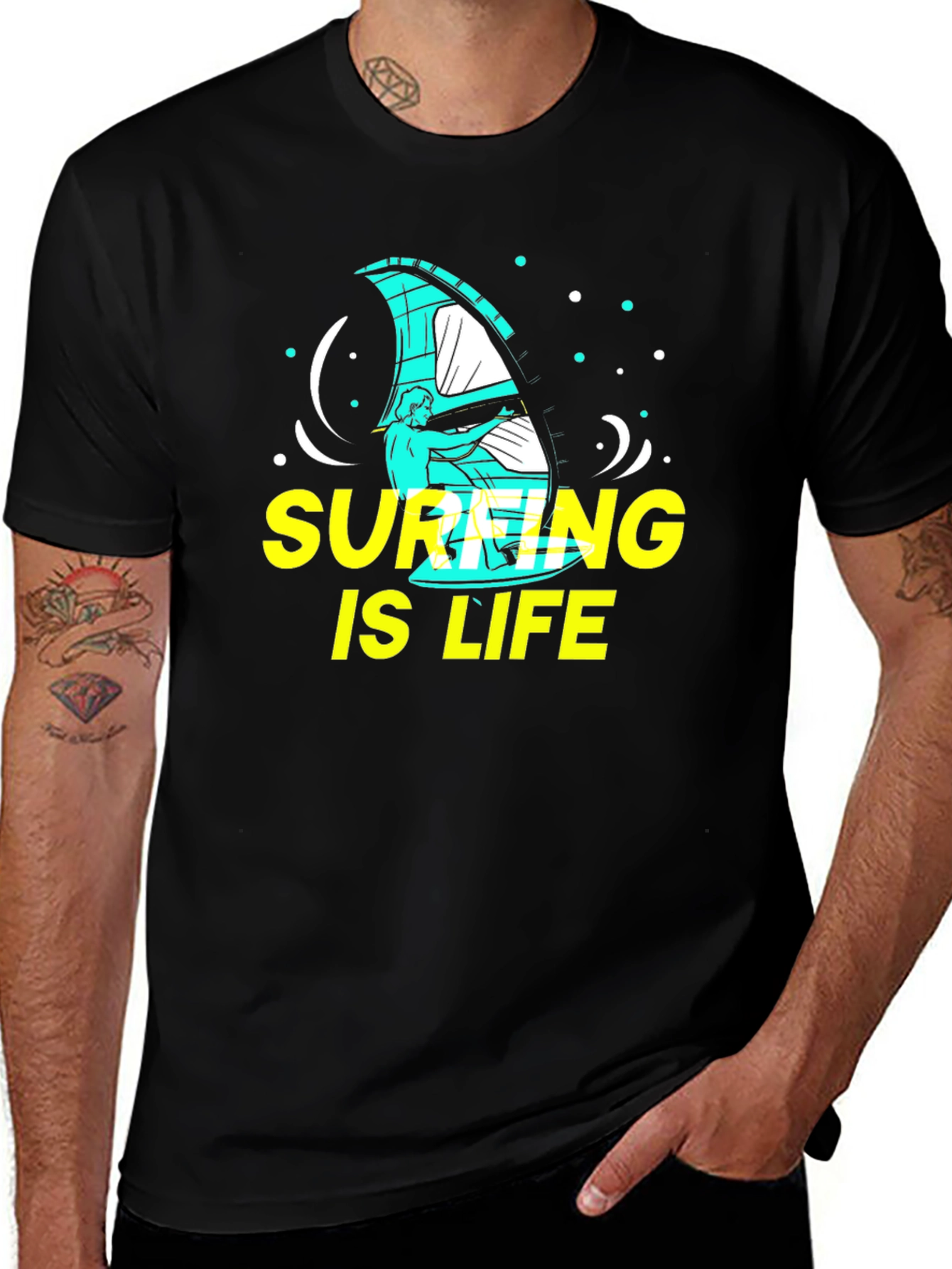 Variant 28 of Surfing is Life Graphic Tee - Black