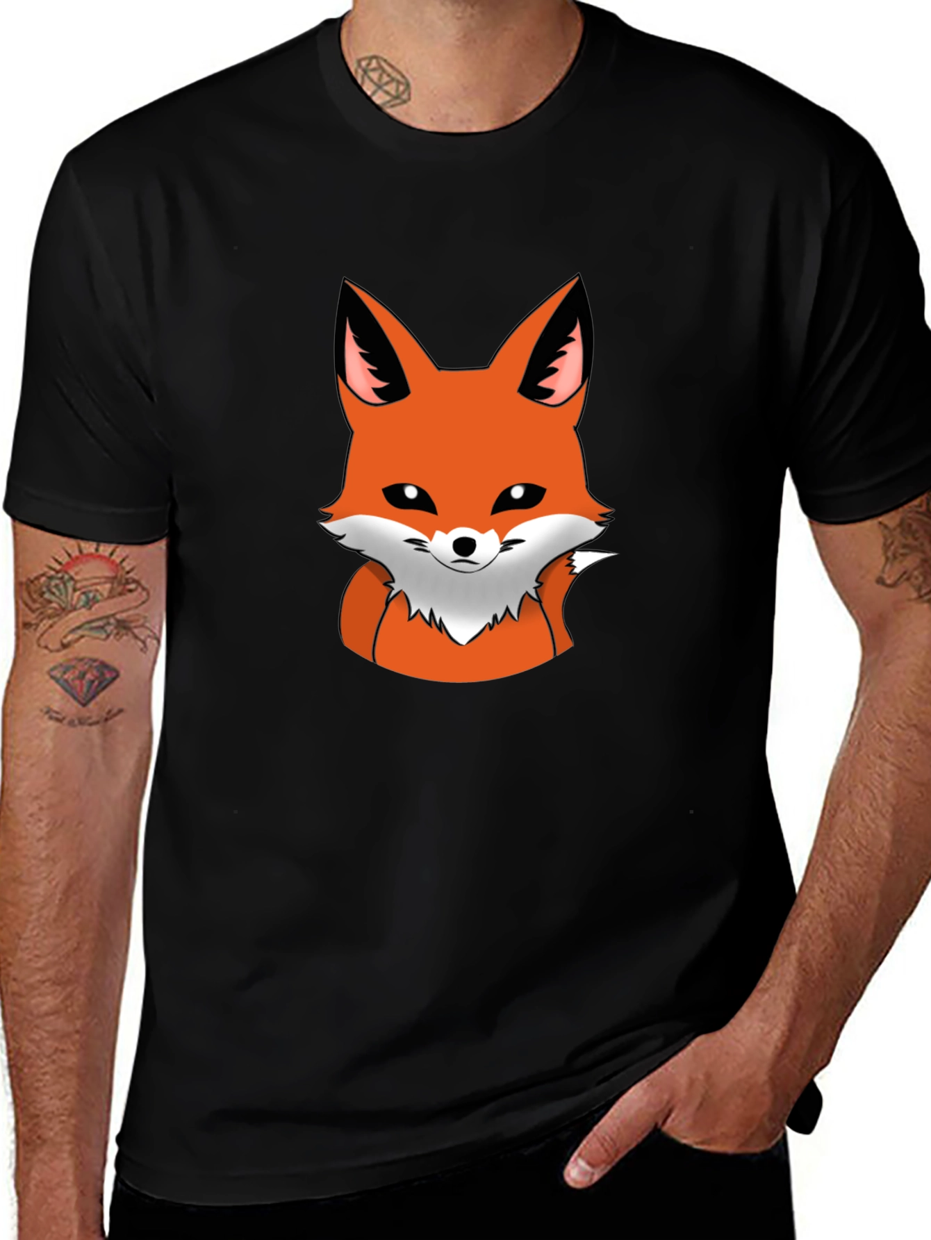 Cool Fox Graphic Tee - Black Cotton Blend