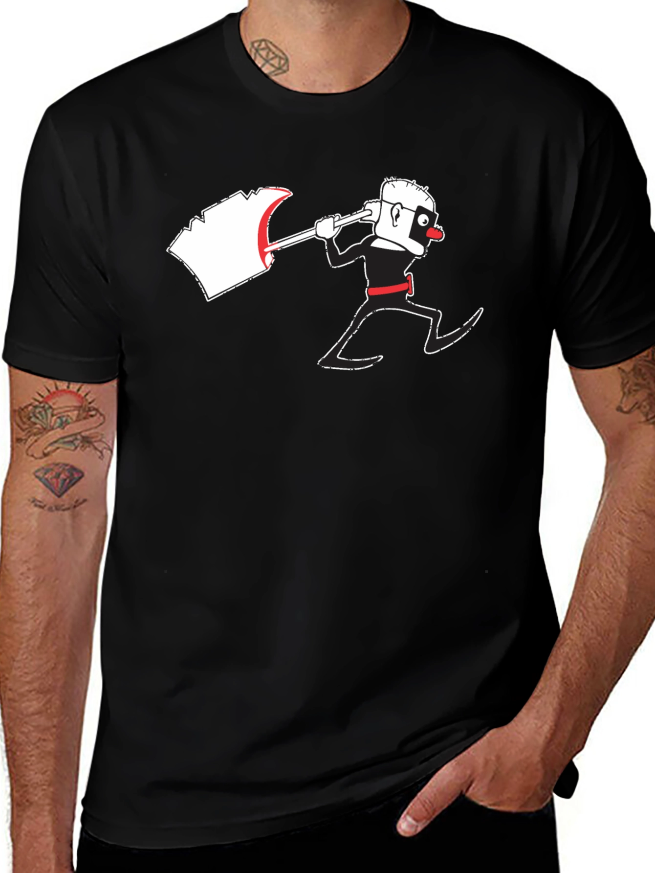 Variant 2 of Funny Cartoon Axe Murderer Graphic T-Shirt