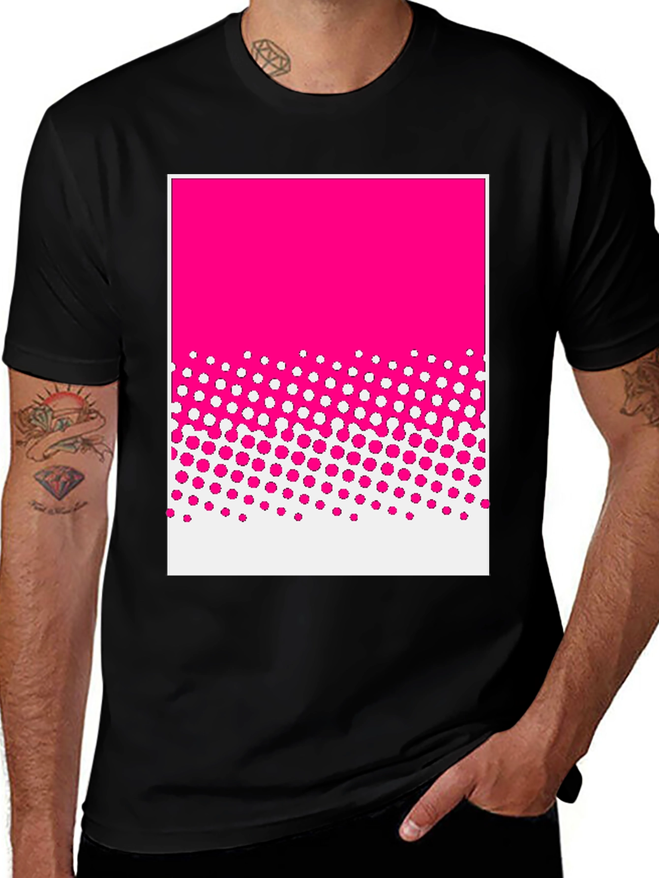 Modern Pink Gradient Dot T-Shirt