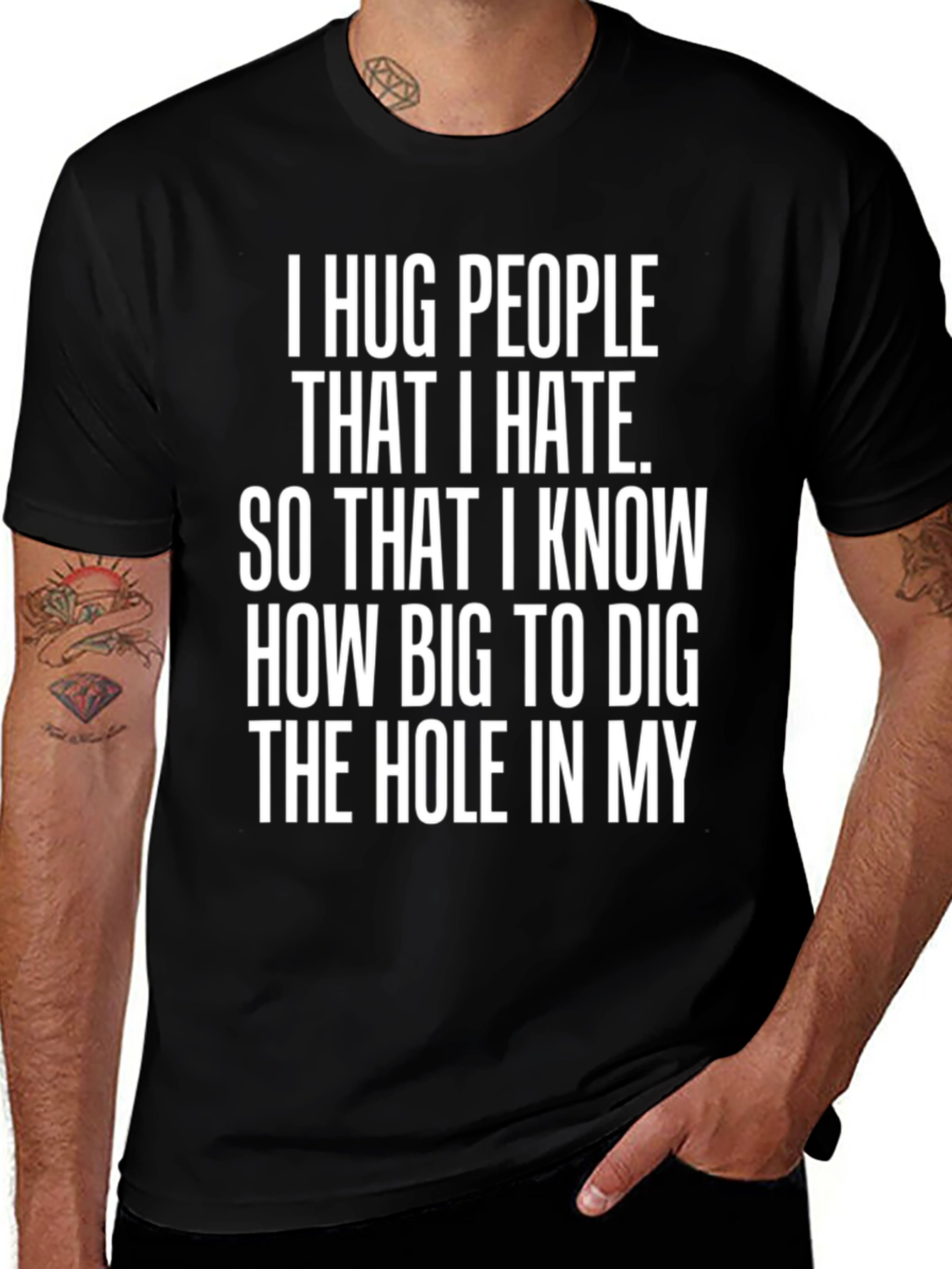 Variant 16 of I Hug People Funny Black T-Shirt